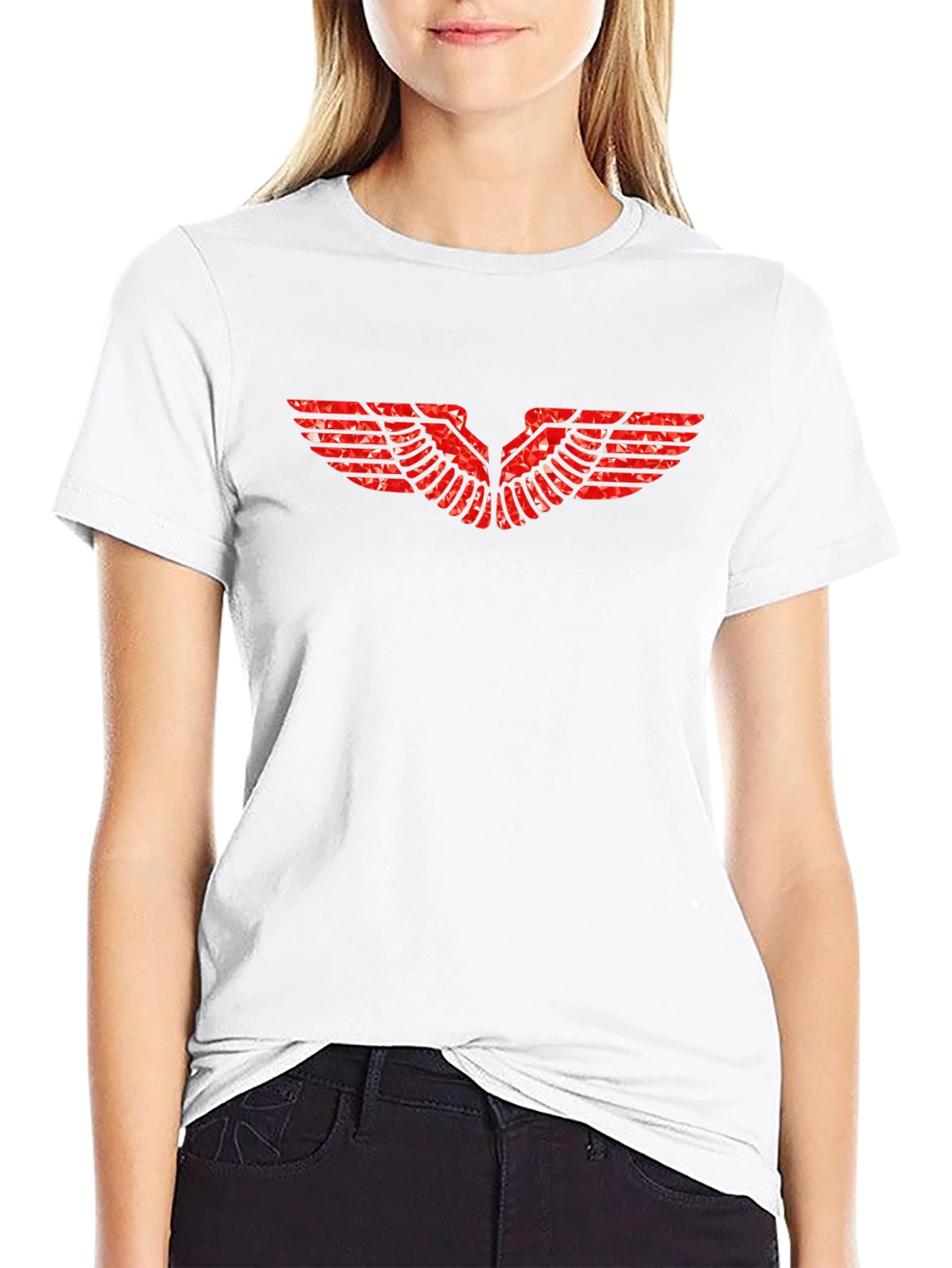 Black Tee with Red Wing Graphic