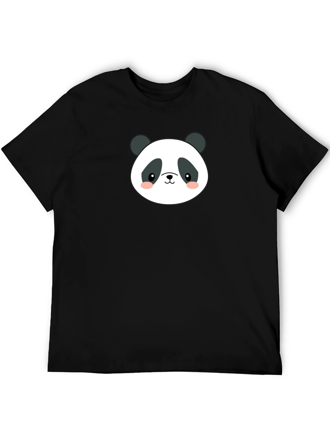 Cute Panda Face Graphic Black T-Shirt