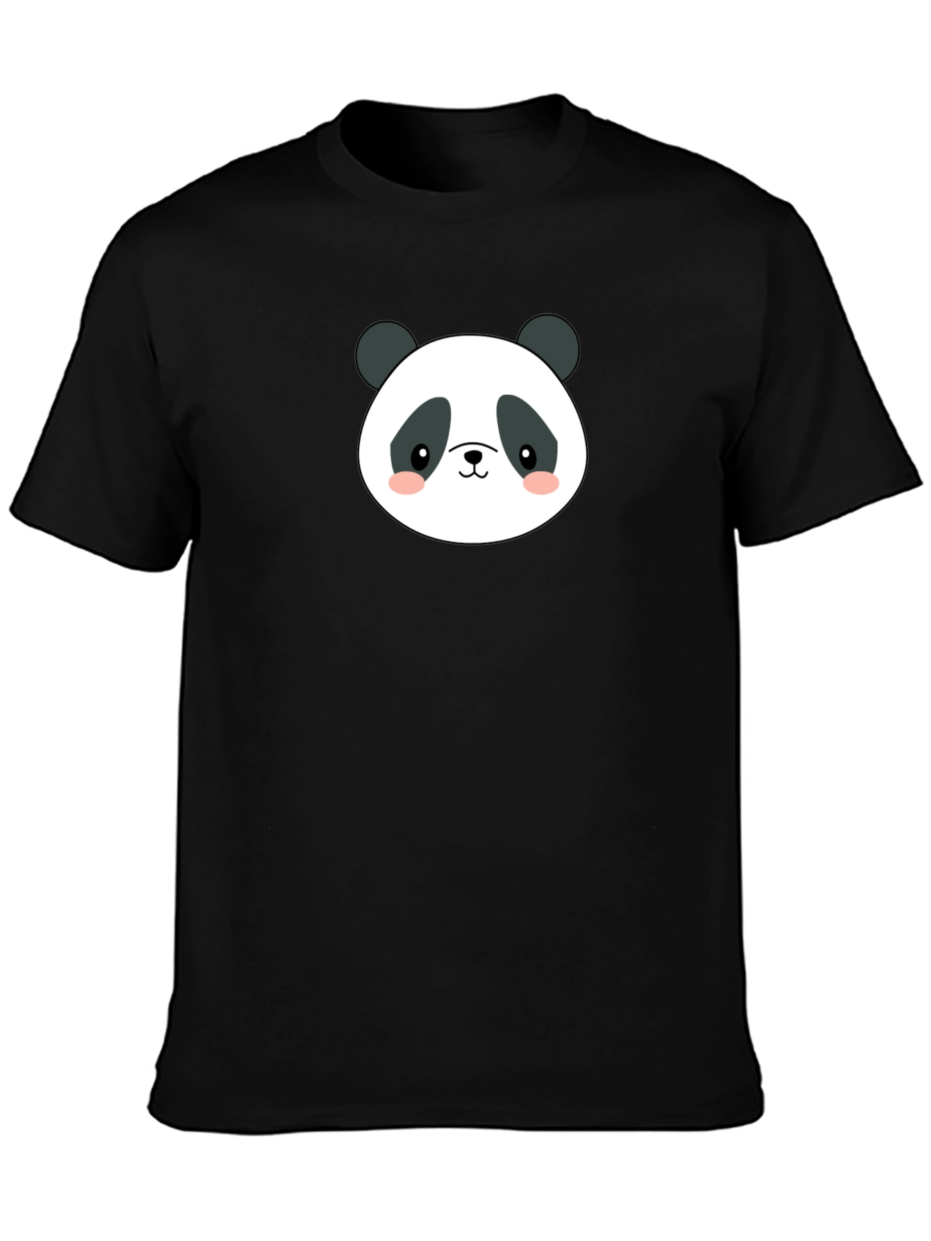 Cute Panda Face Graphic Black T-Shirt