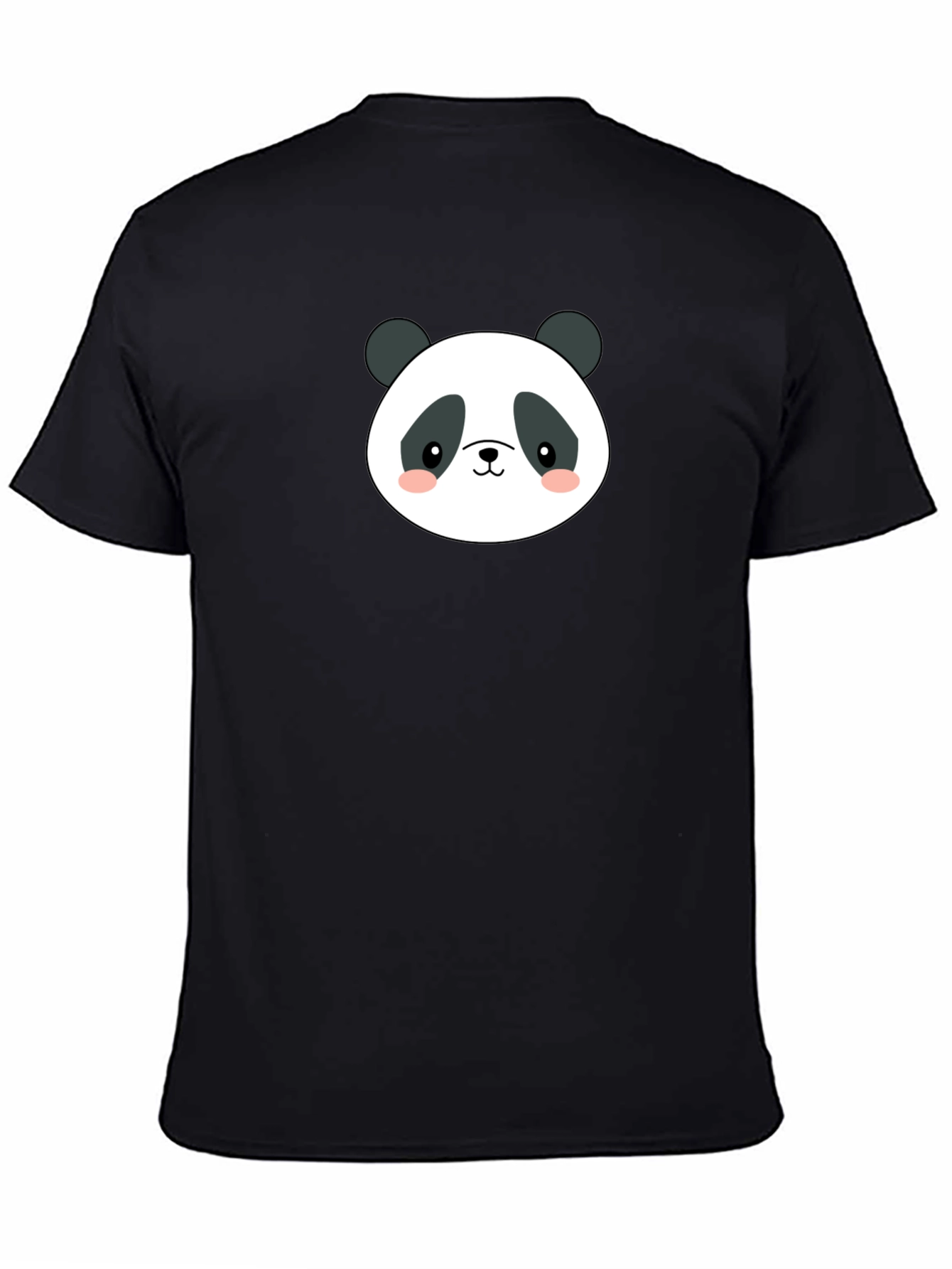 Cute Panda Face Graphic Black T-Shirt