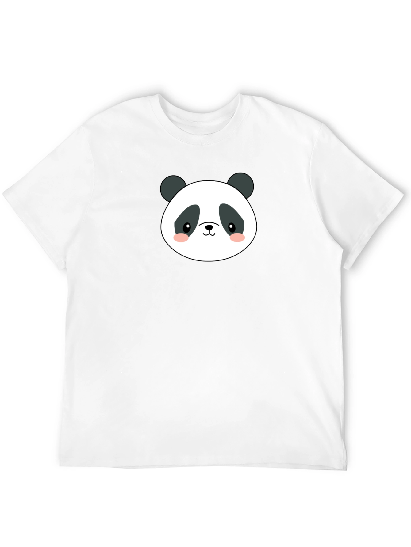 Cute Panda Face Graphic Black T-Shirt