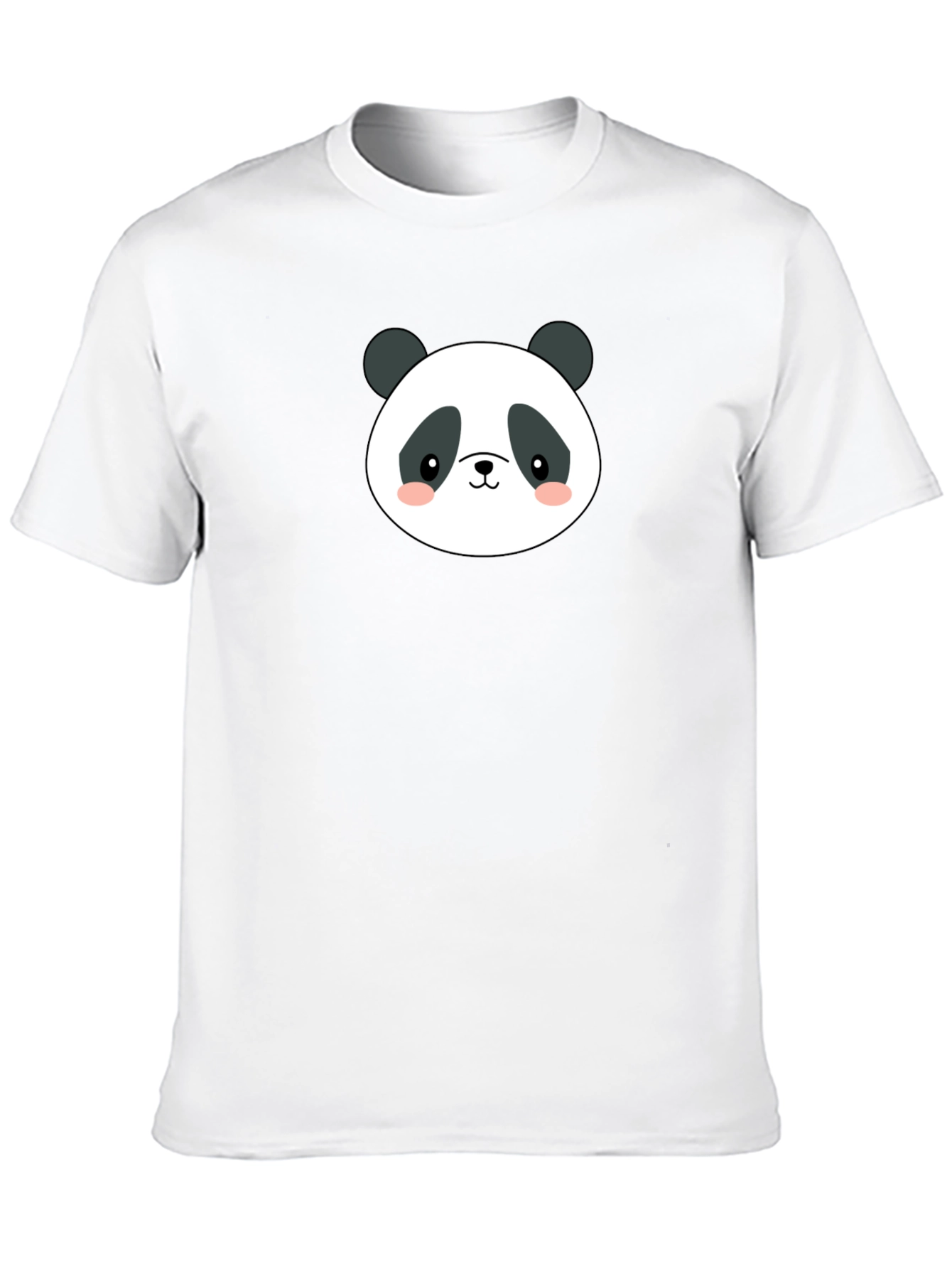 Cute Panda Face Graphic Black T-Shirt