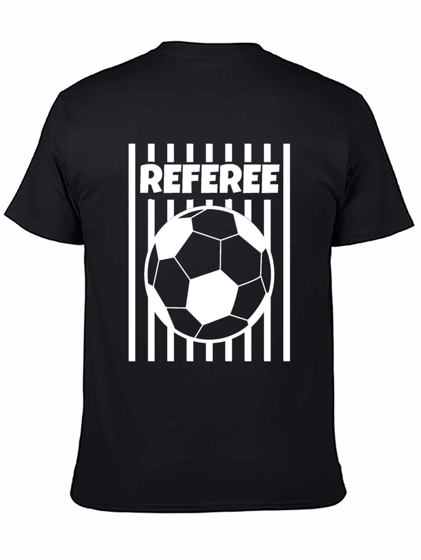 Referee Soccer Ball T-Shirt - Black Crew Neck Tee