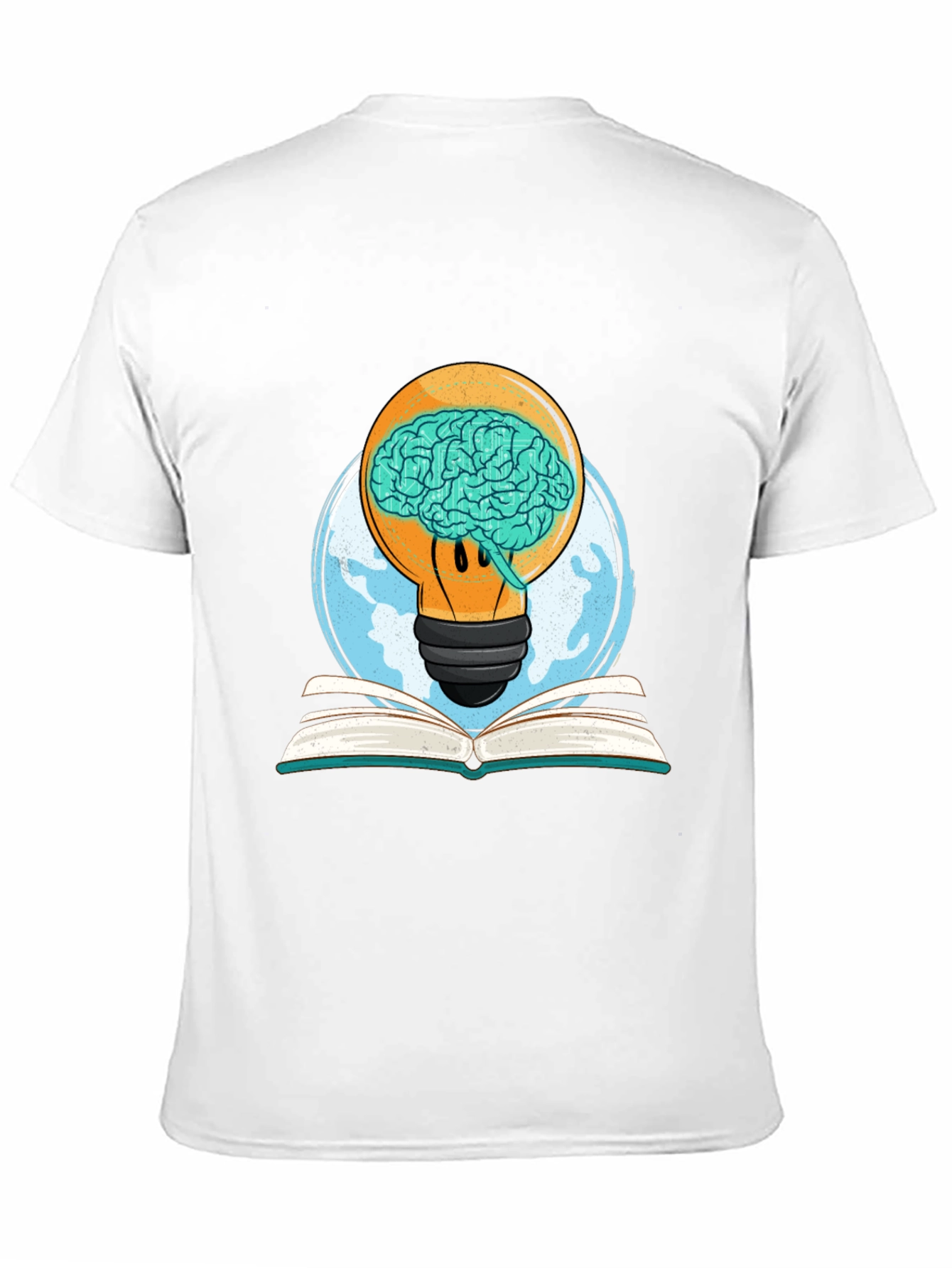 Brainy Idea Graphic Tee - Lightbulb Brain Book Design