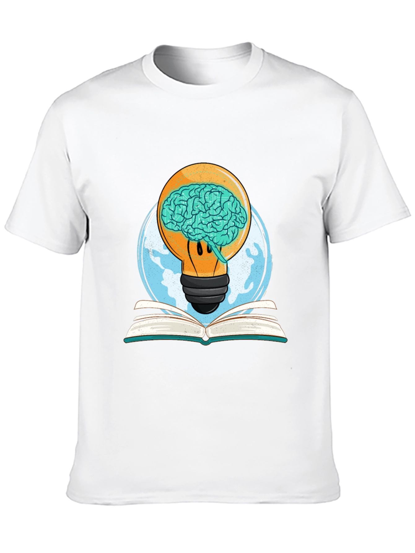 Brainy Idea Graphic Tee - Lightbulb Brain Book Design