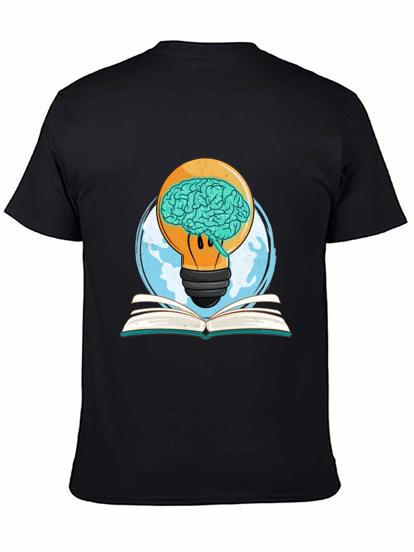 Brainy Idea Graphic Tee - Lightbulb Brain Book Design