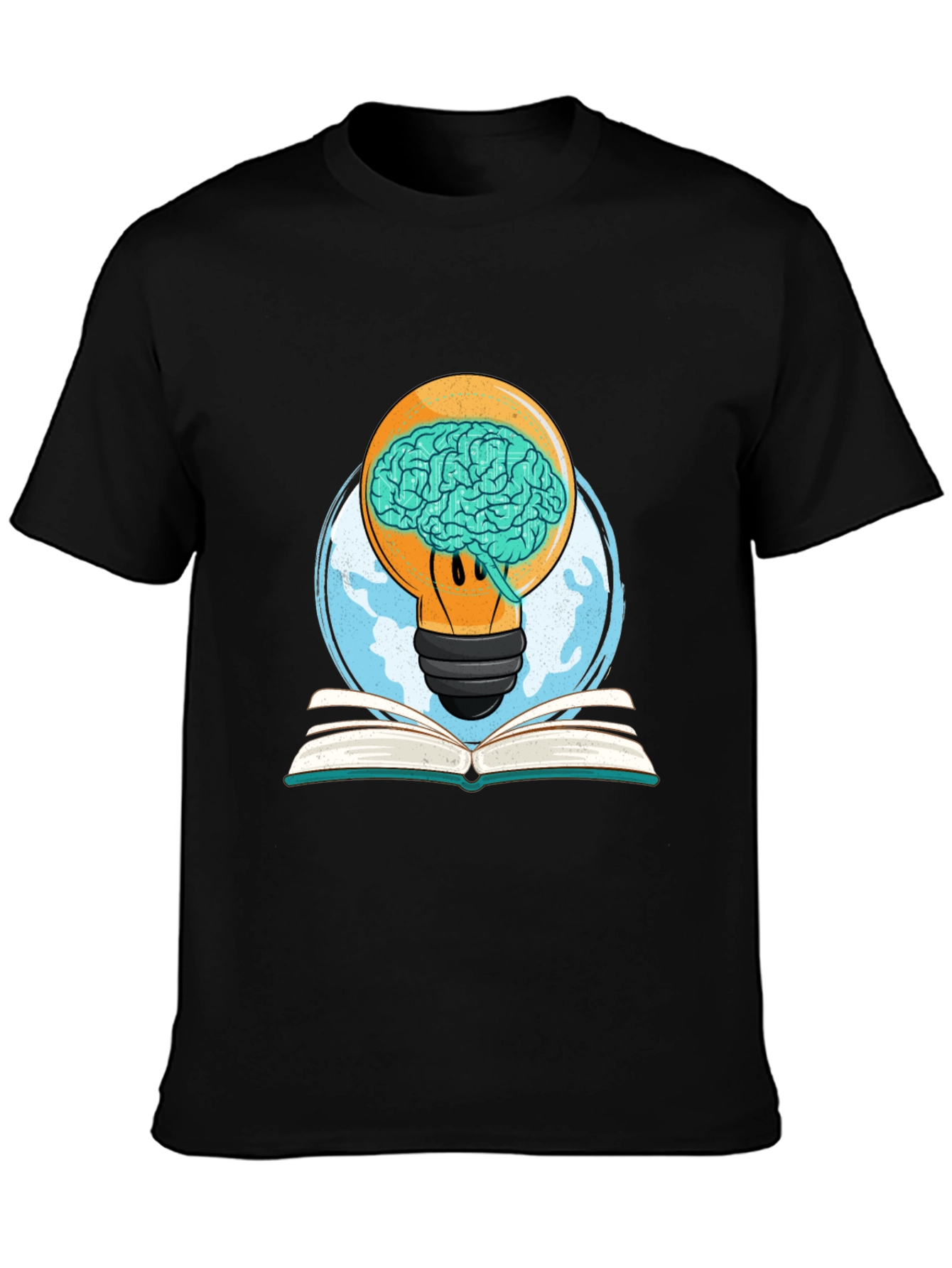 Brainy Idea Graphic Tee - Lightbulb Brain Book Design