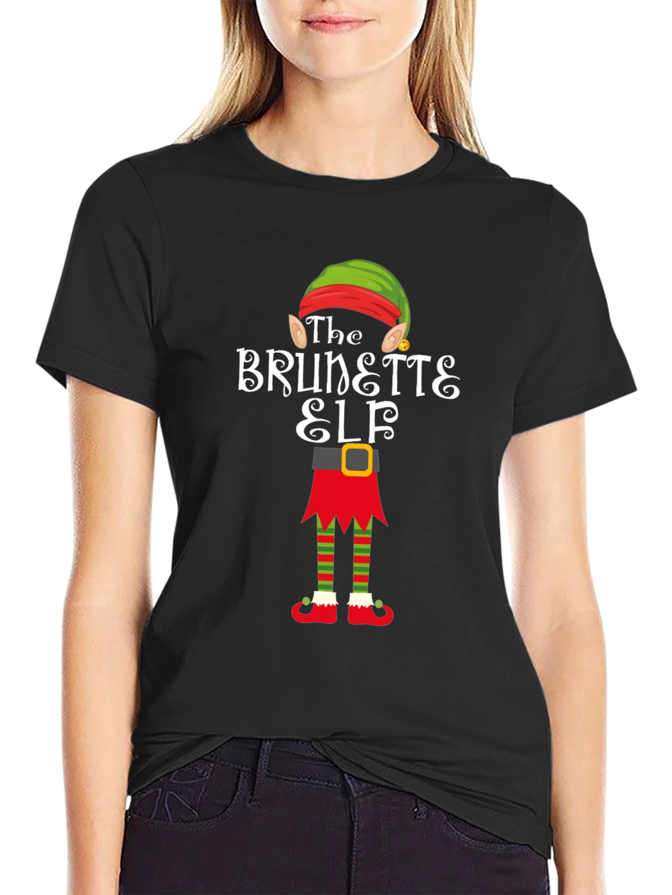 Brunette Elf Christmas T-Shirt