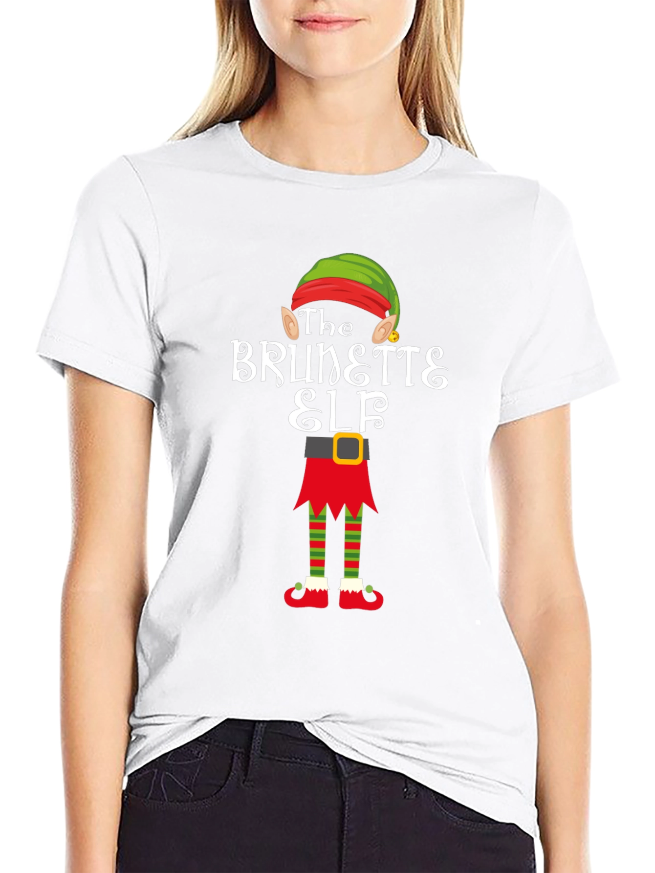 Brunette Elf Christmas T-Shirt