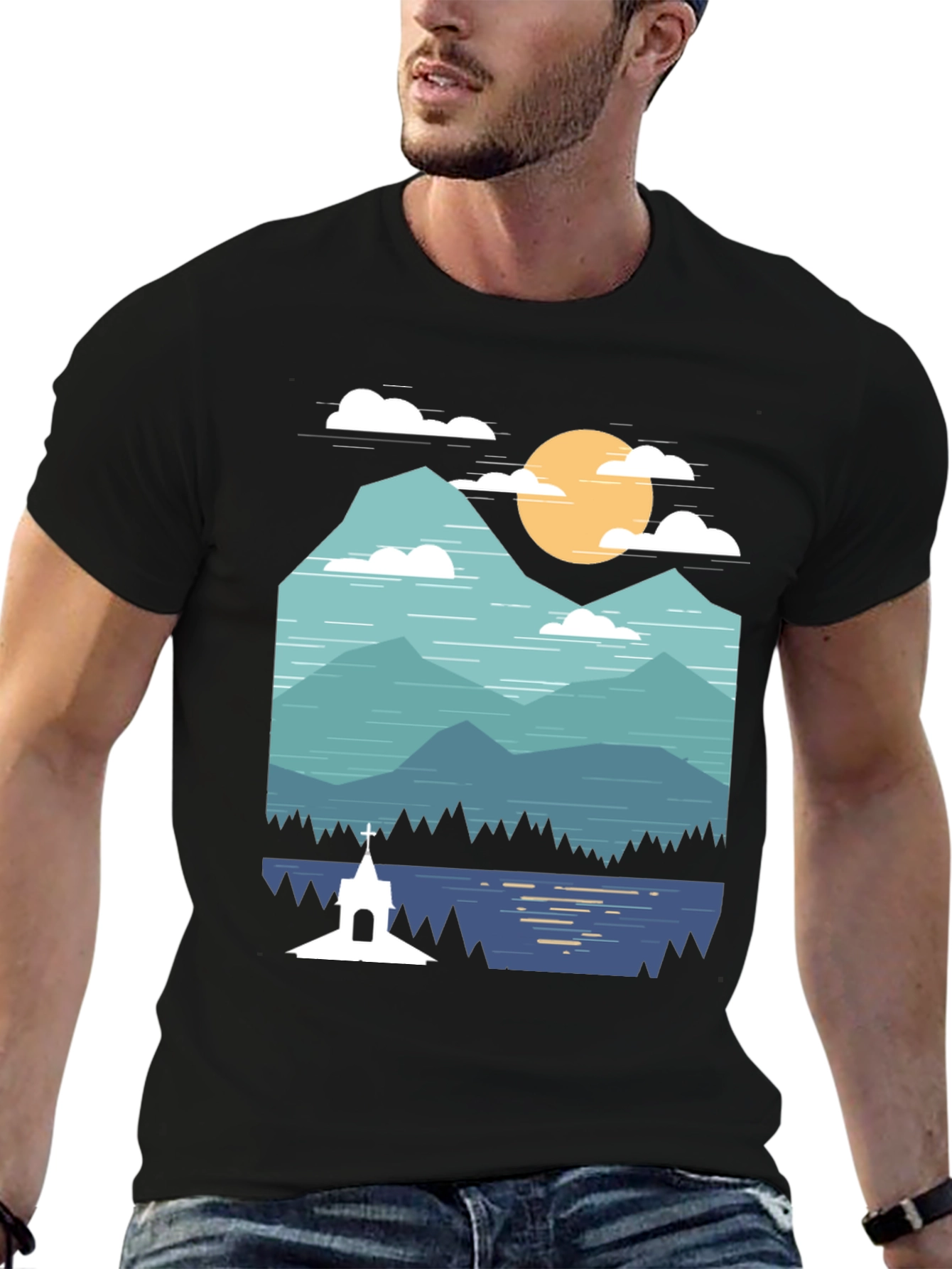 Scenic Mountain & Lake Graphic Tee