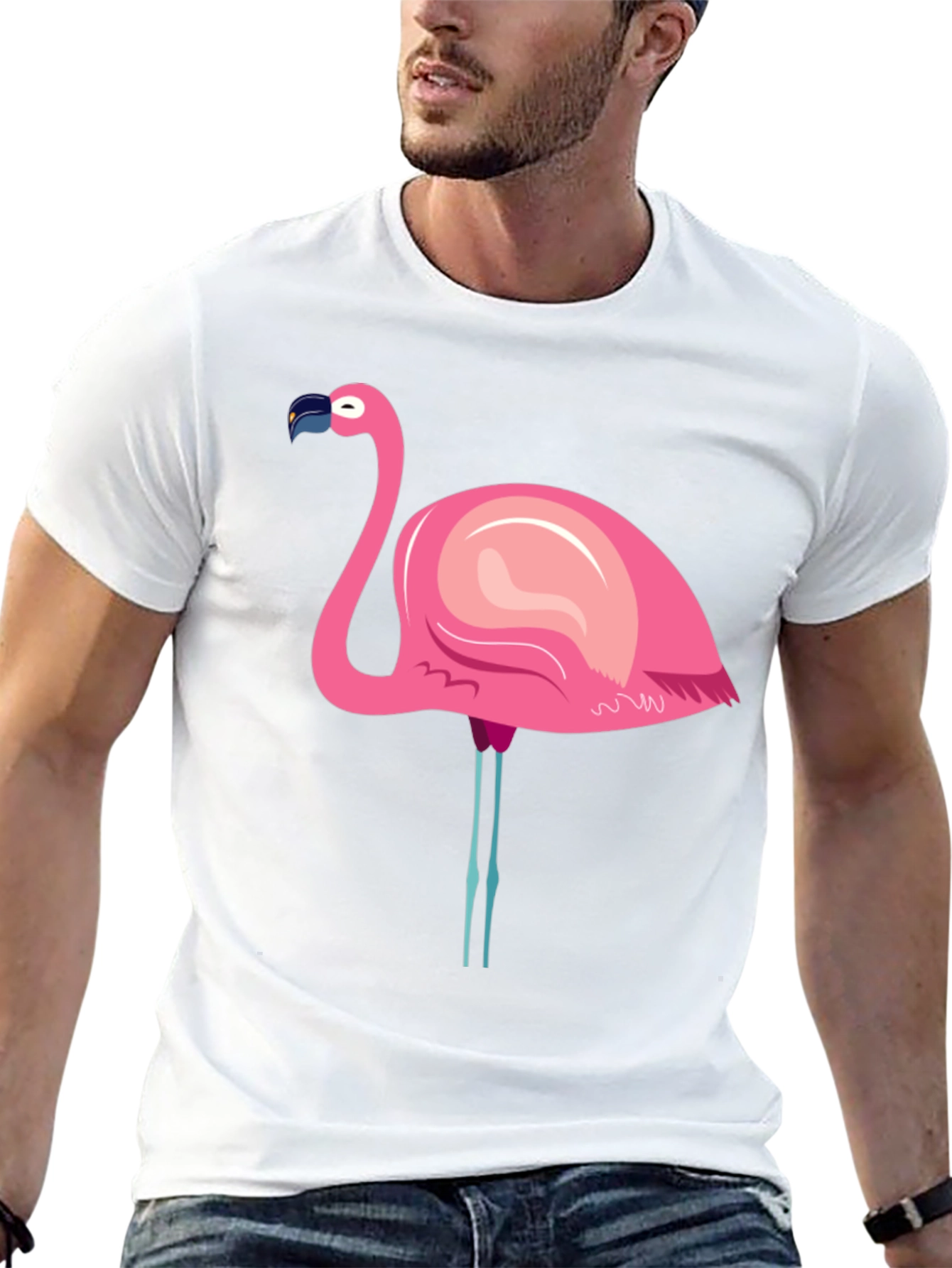 Flamingo Graphic Tee - Casual Black T-Shirt