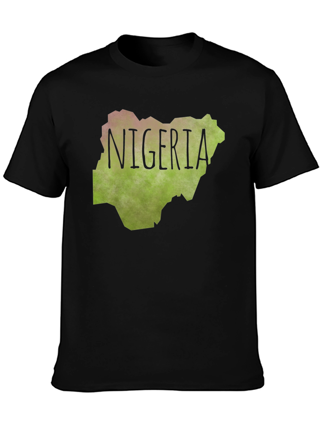 Nigeria Map Graphic Tee - Black Cotton T-Shirt