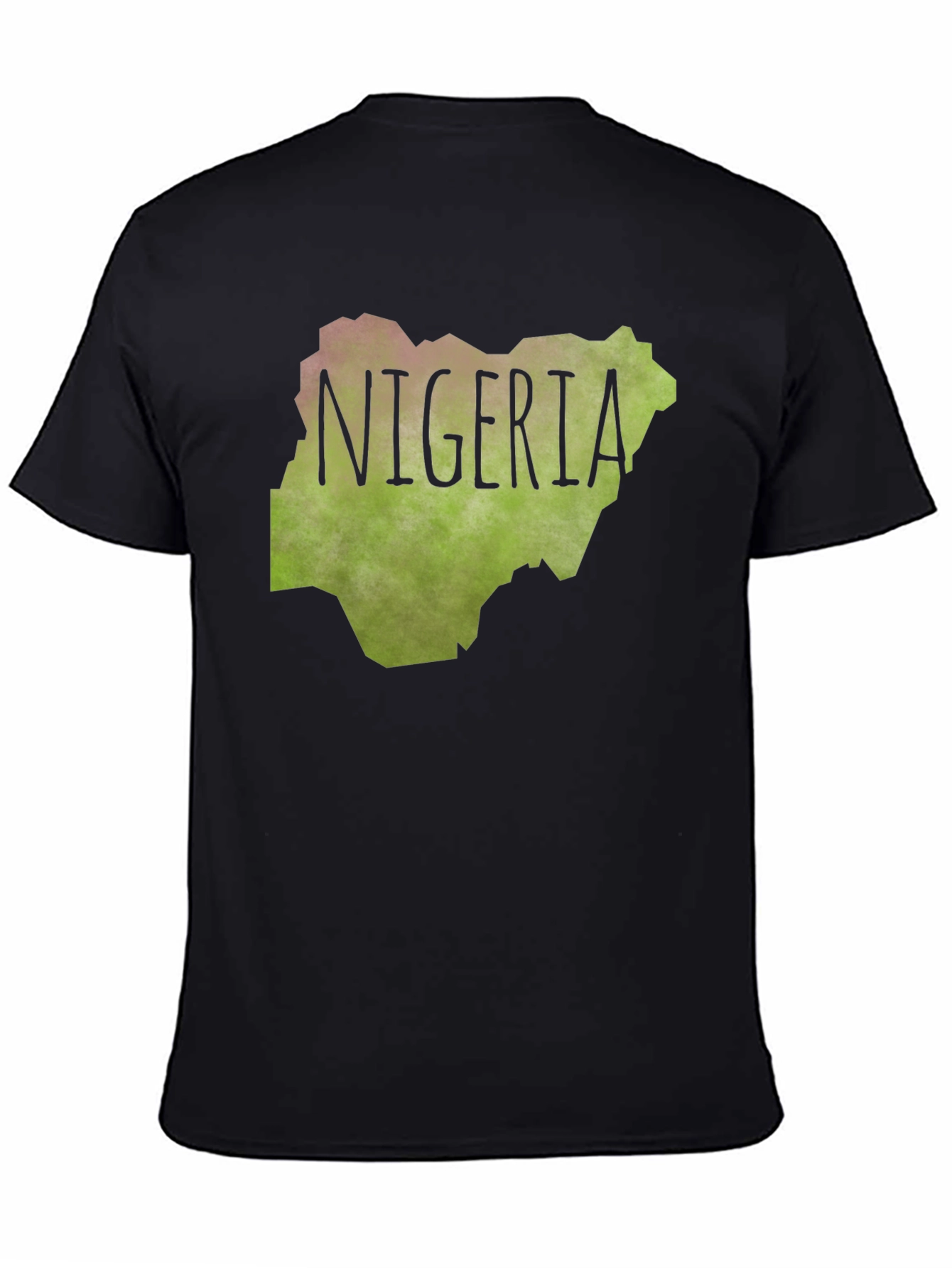 Nigeria Map Graphic Tee - Black Cotton T-Shirt