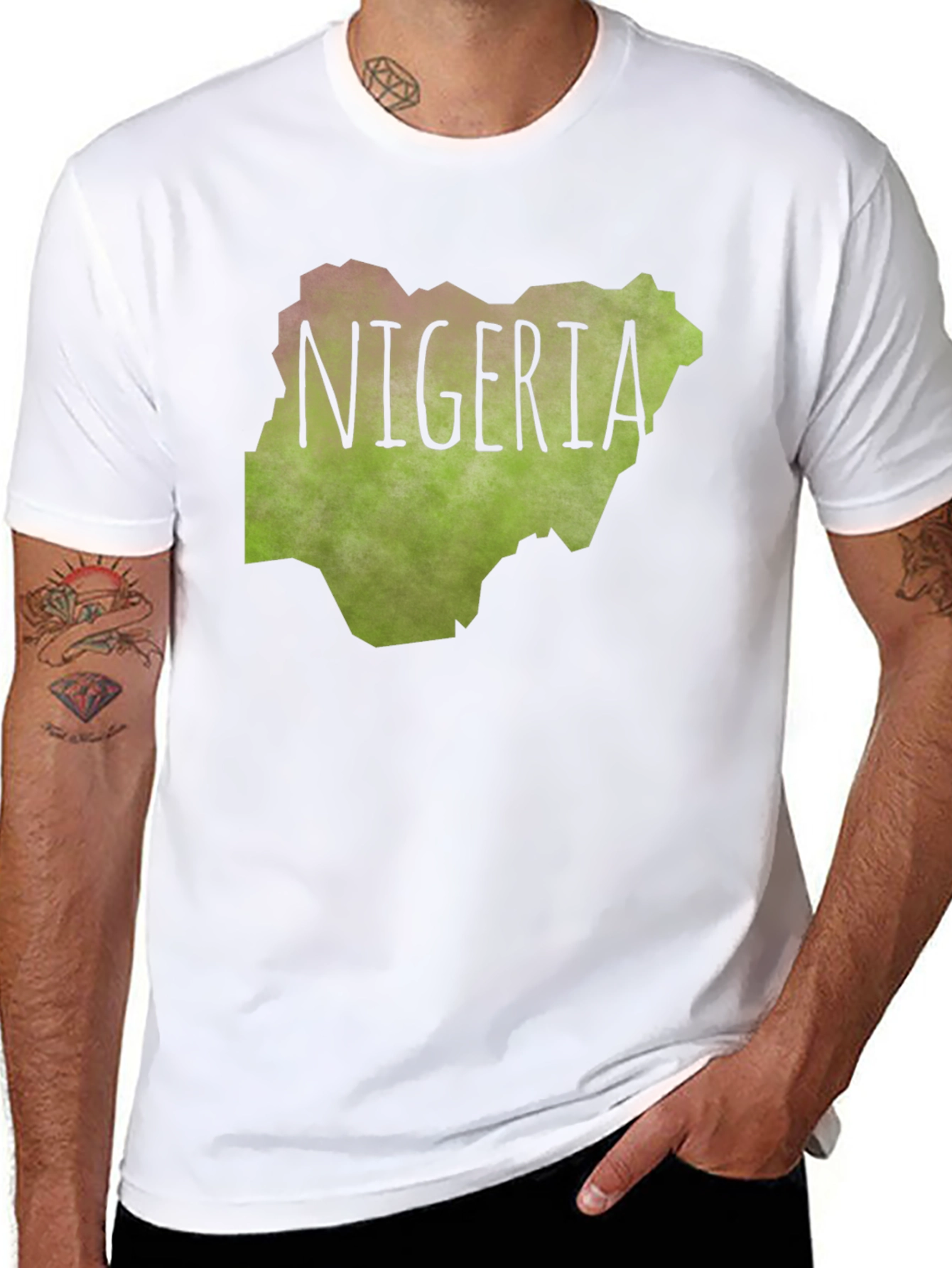 Nigeria Map Graphic Tee - Black Cotton T-Shirt
