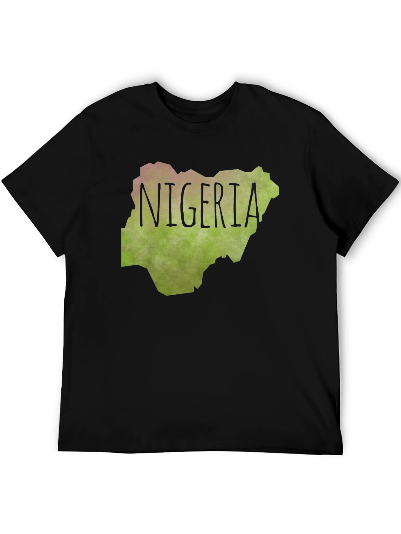 Nigeria Map Graphic Tee - Black Cotton T-Shirt