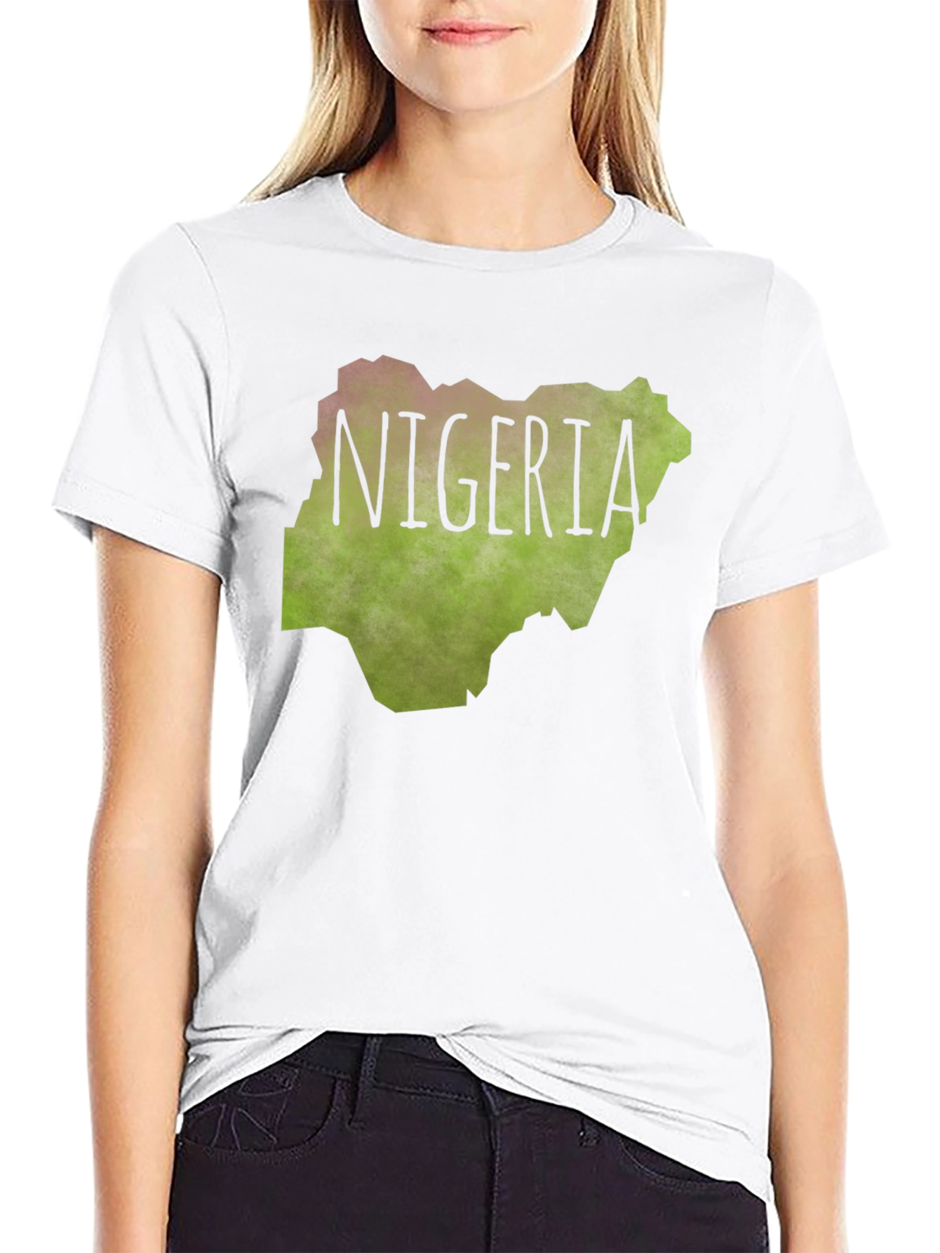 Nigeria Map Graphic Tee - Black Cotton T-Shirt