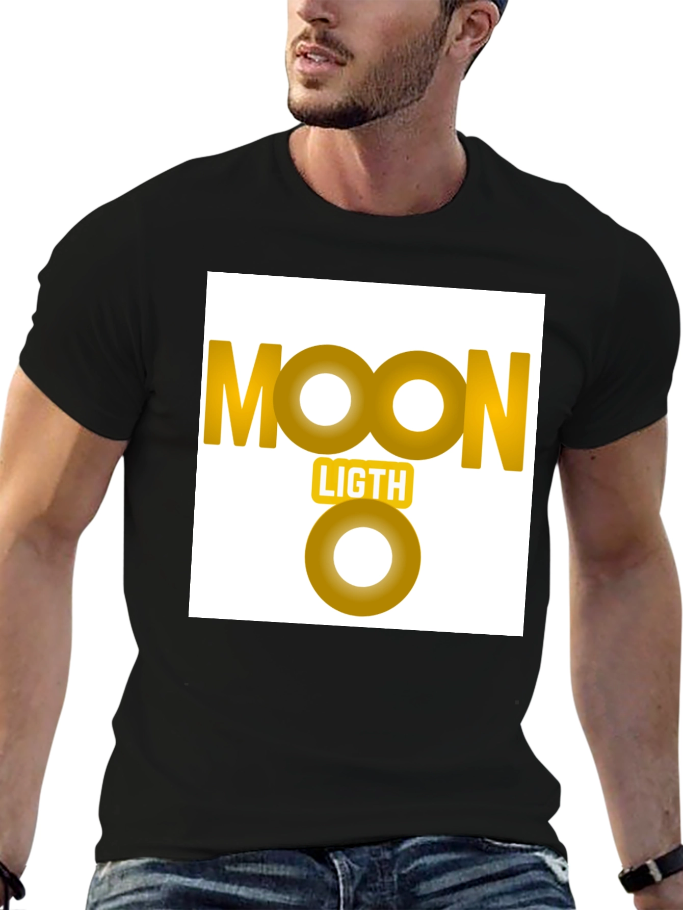 Moonlight Graphic Tee - Black Cotton Casual