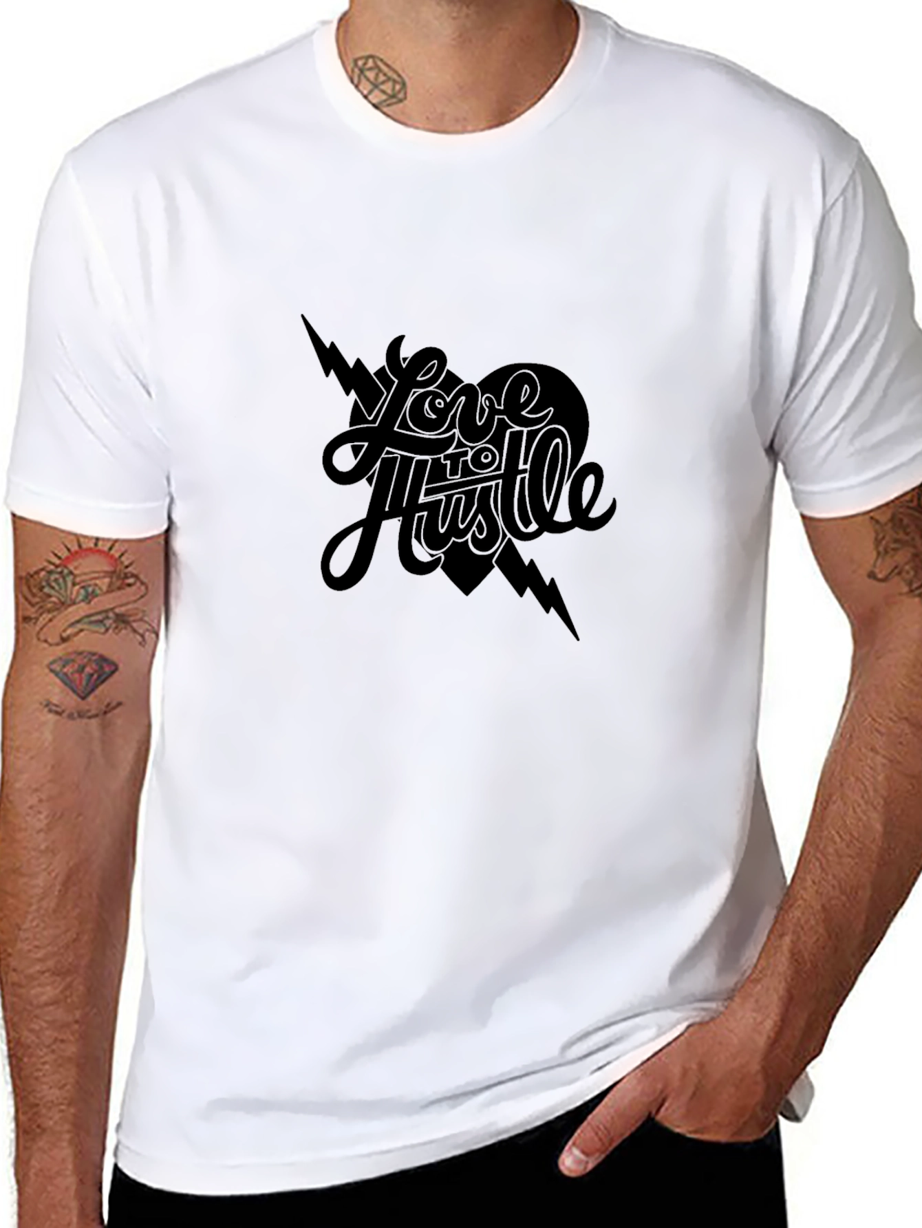 Love Hustle Graphic Print Black T-Shirt