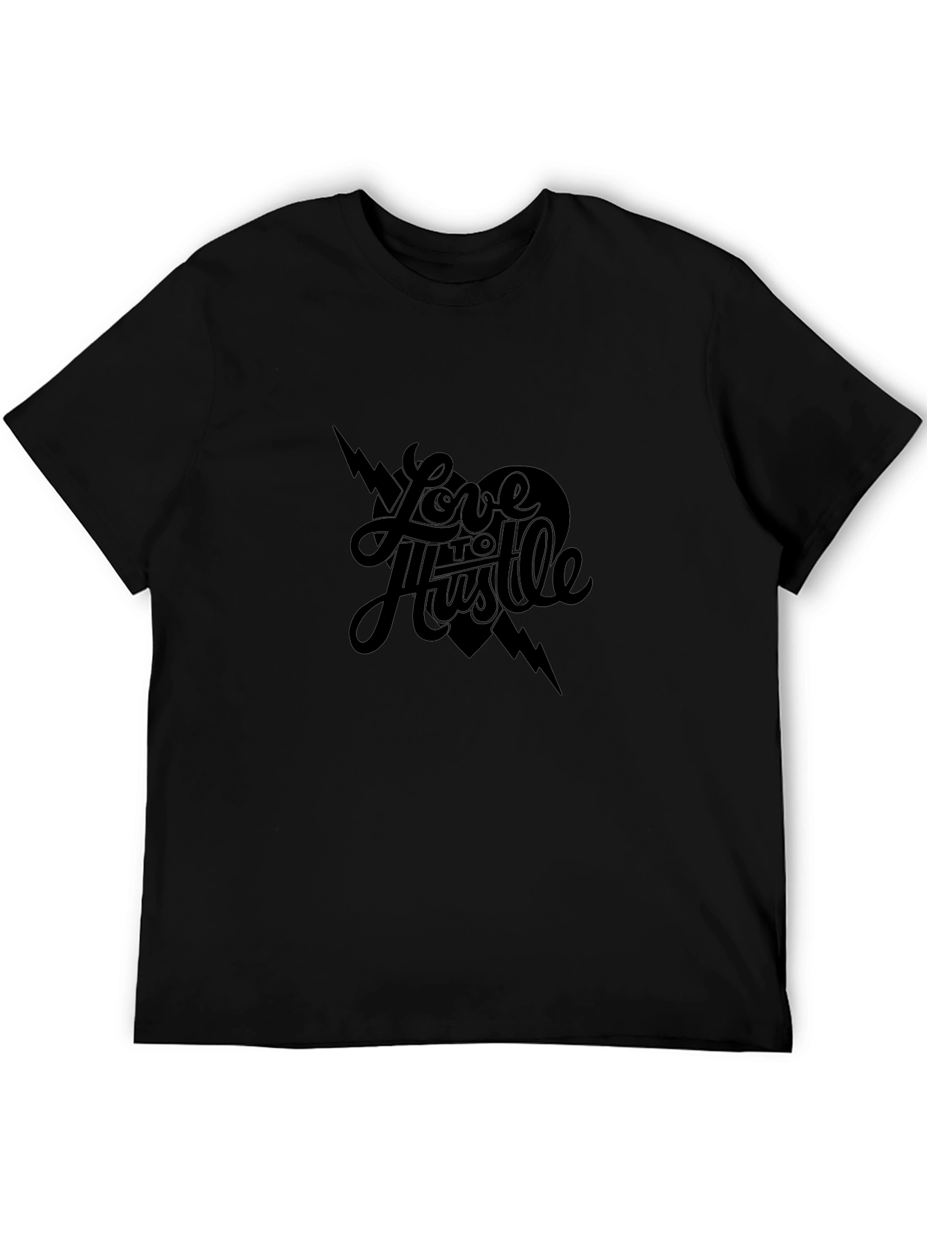 Love Hustle Graphic Print Black T-Shirt