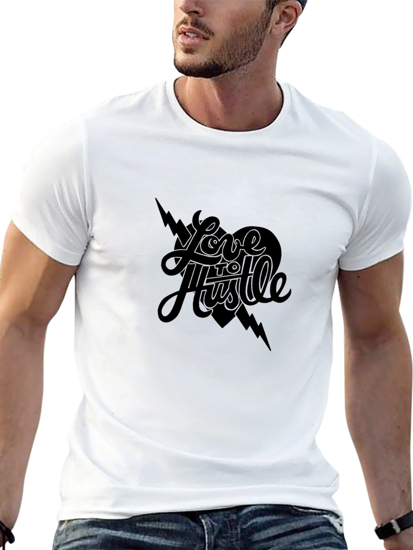Love Hustle Graphic Print Black T-Shirt