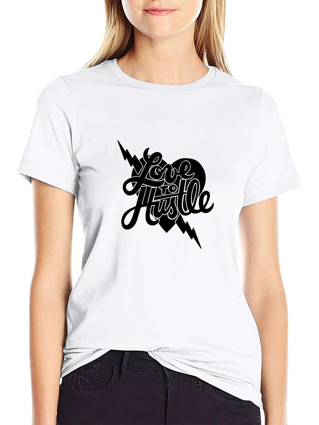 Love Hustle Graphic Print Black T-Shirt