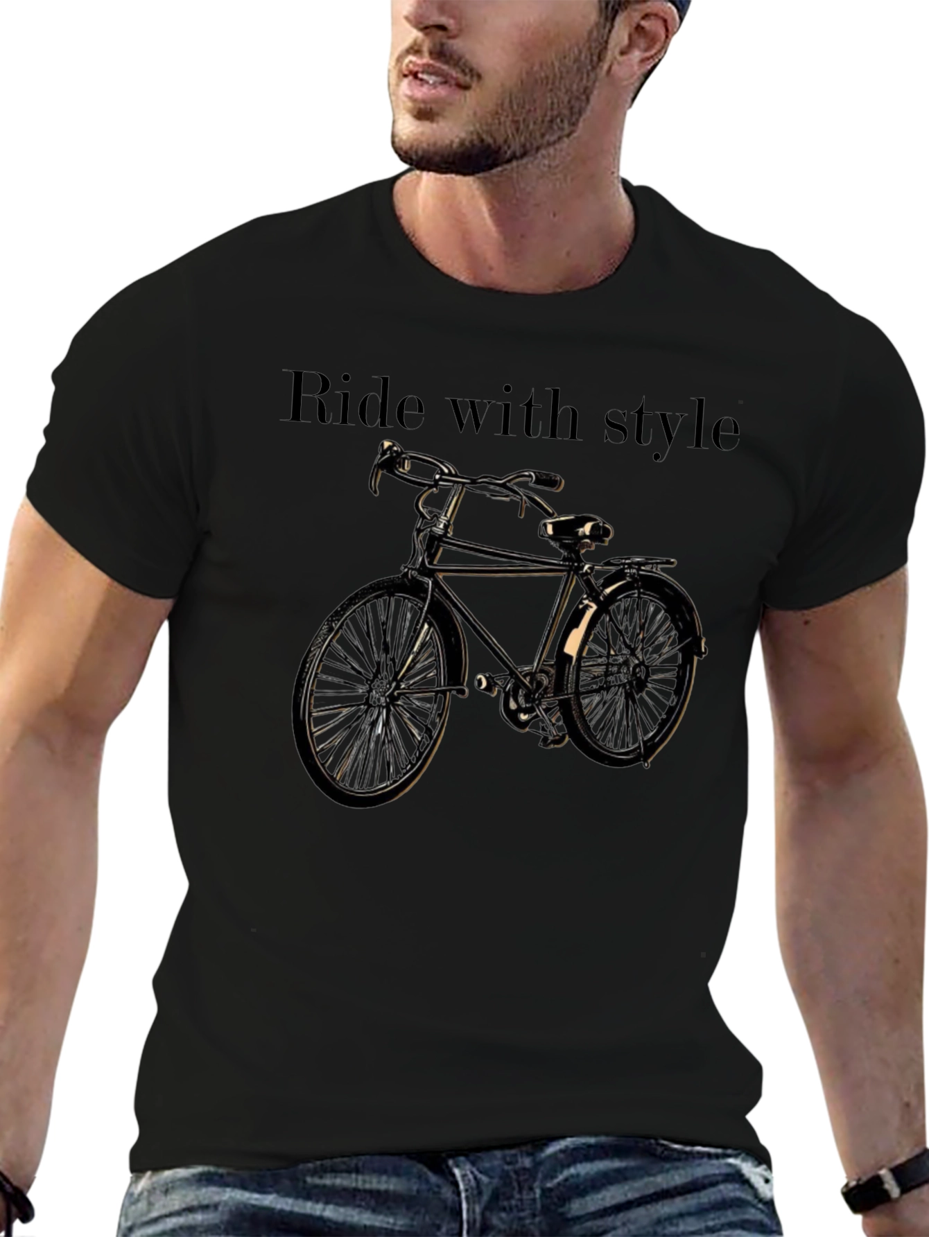 Ride with Style Black Graphic T-Shirt