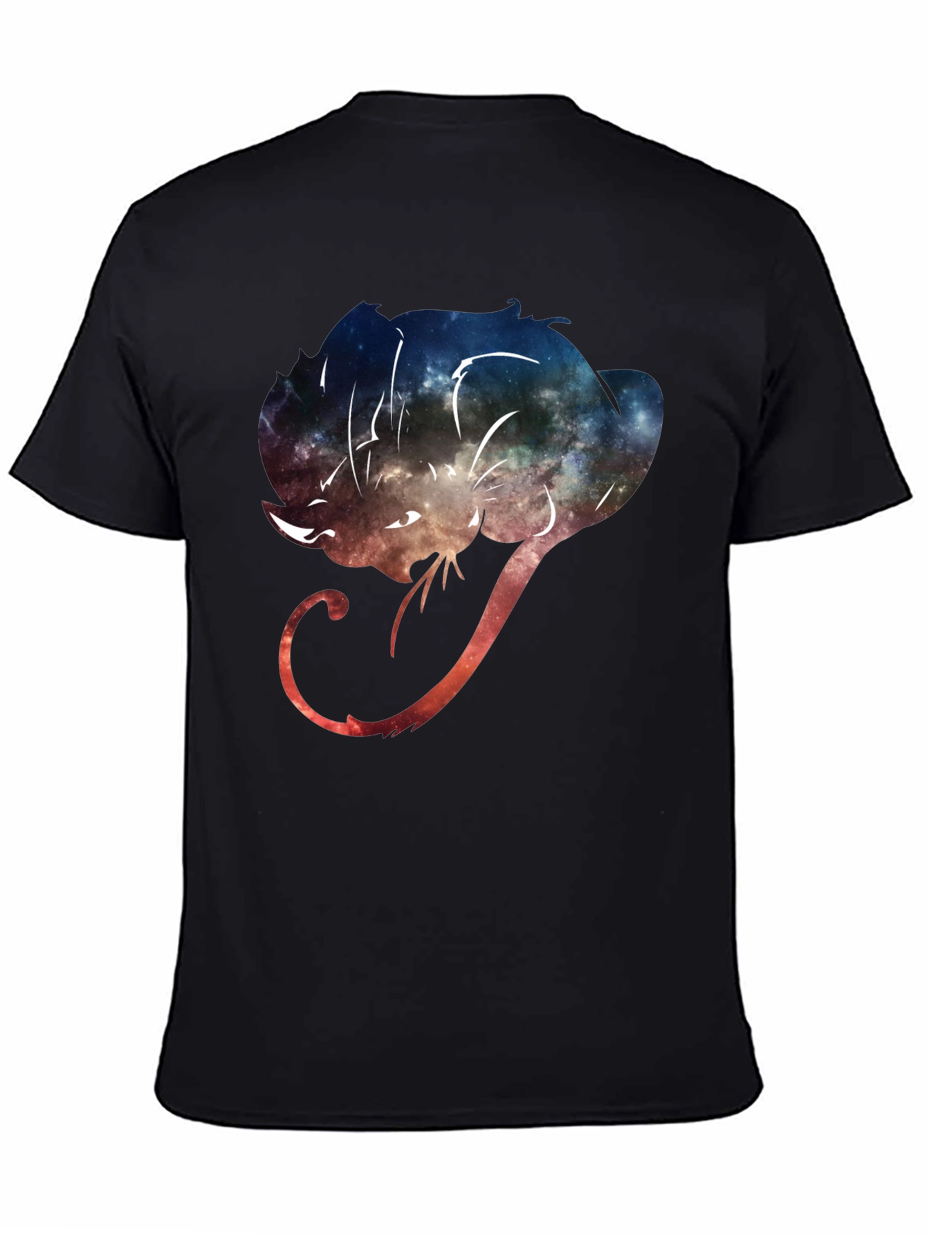 Cosmic Cat Graphic Tee - Stylish Black T-Shirt