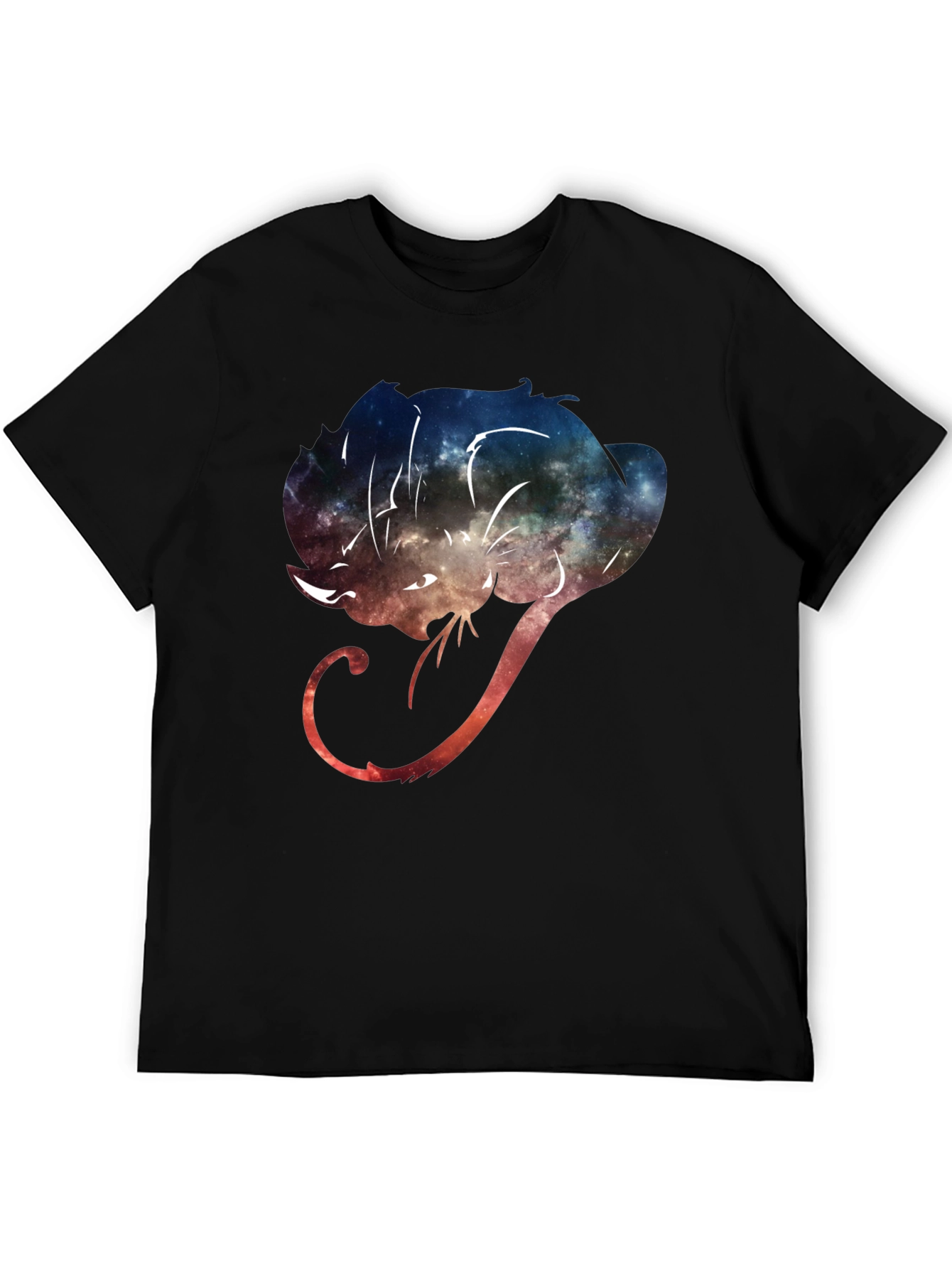 Cosmic Cat Graphic Tee - Stylish Black T-Shirt