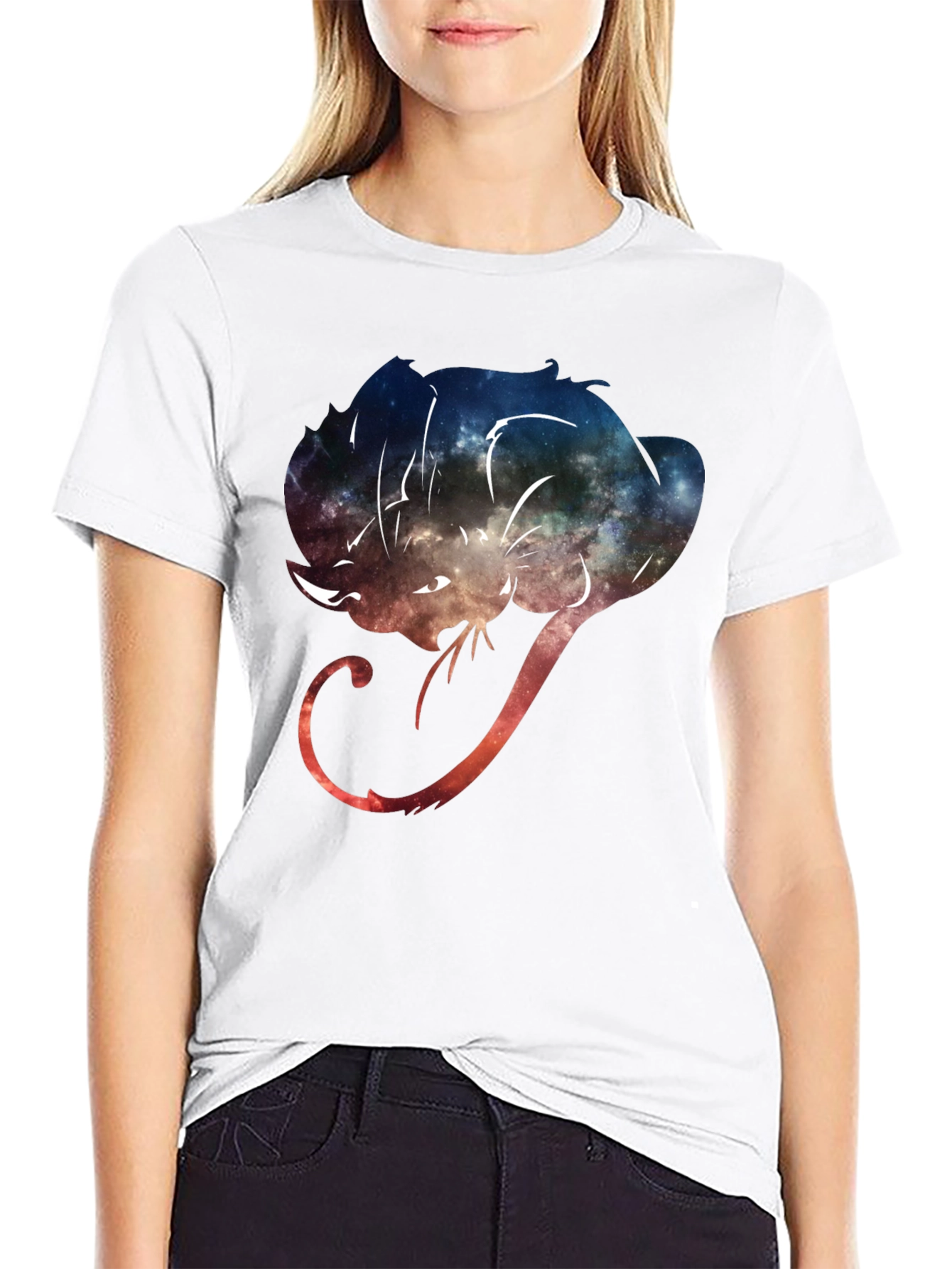 Cosmic Cat Graphic Tee - Stylish Black T-Shirt