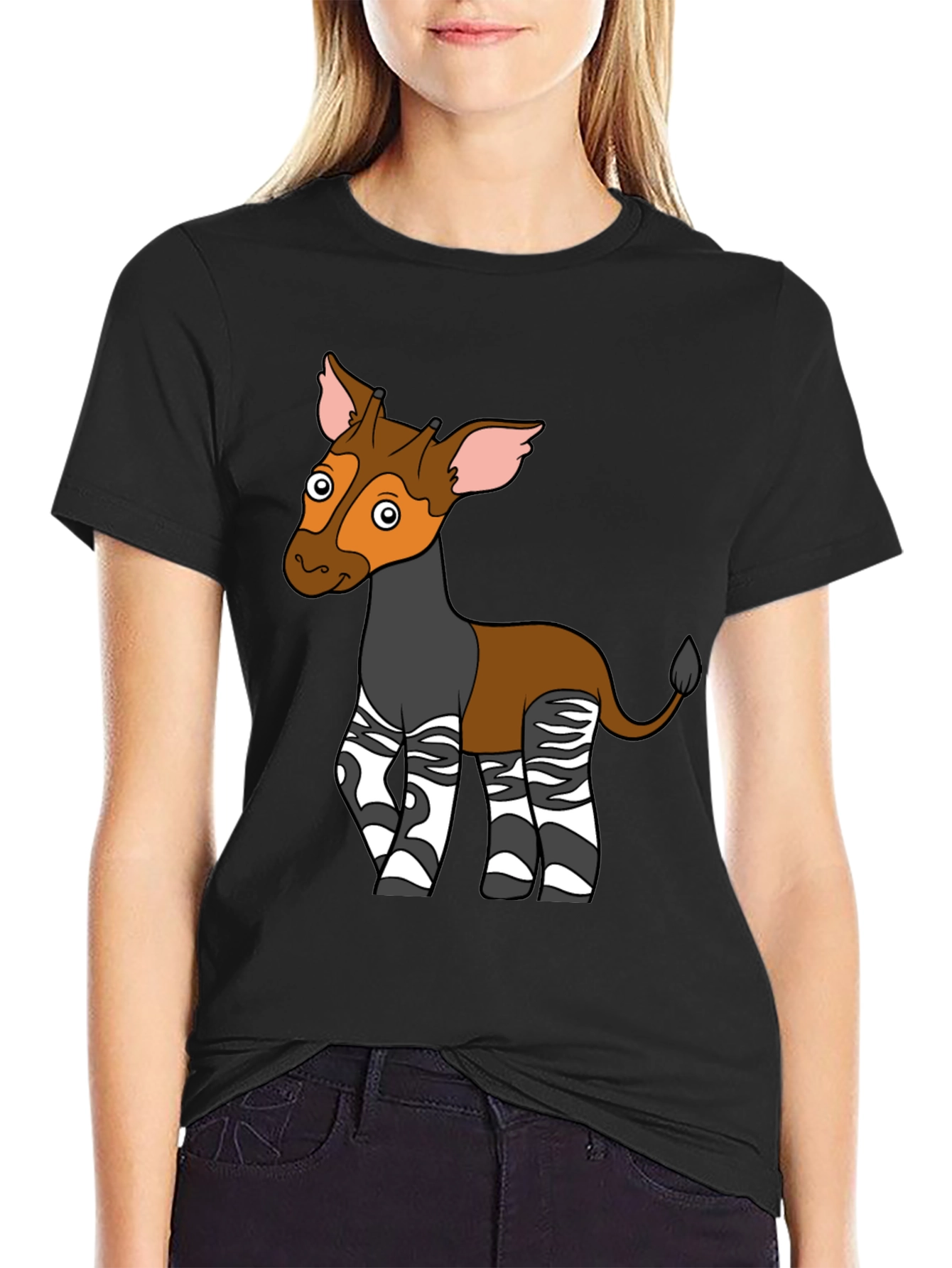 Okapi Cartoon T-Shirt - Unique Animal Graphic Tee
