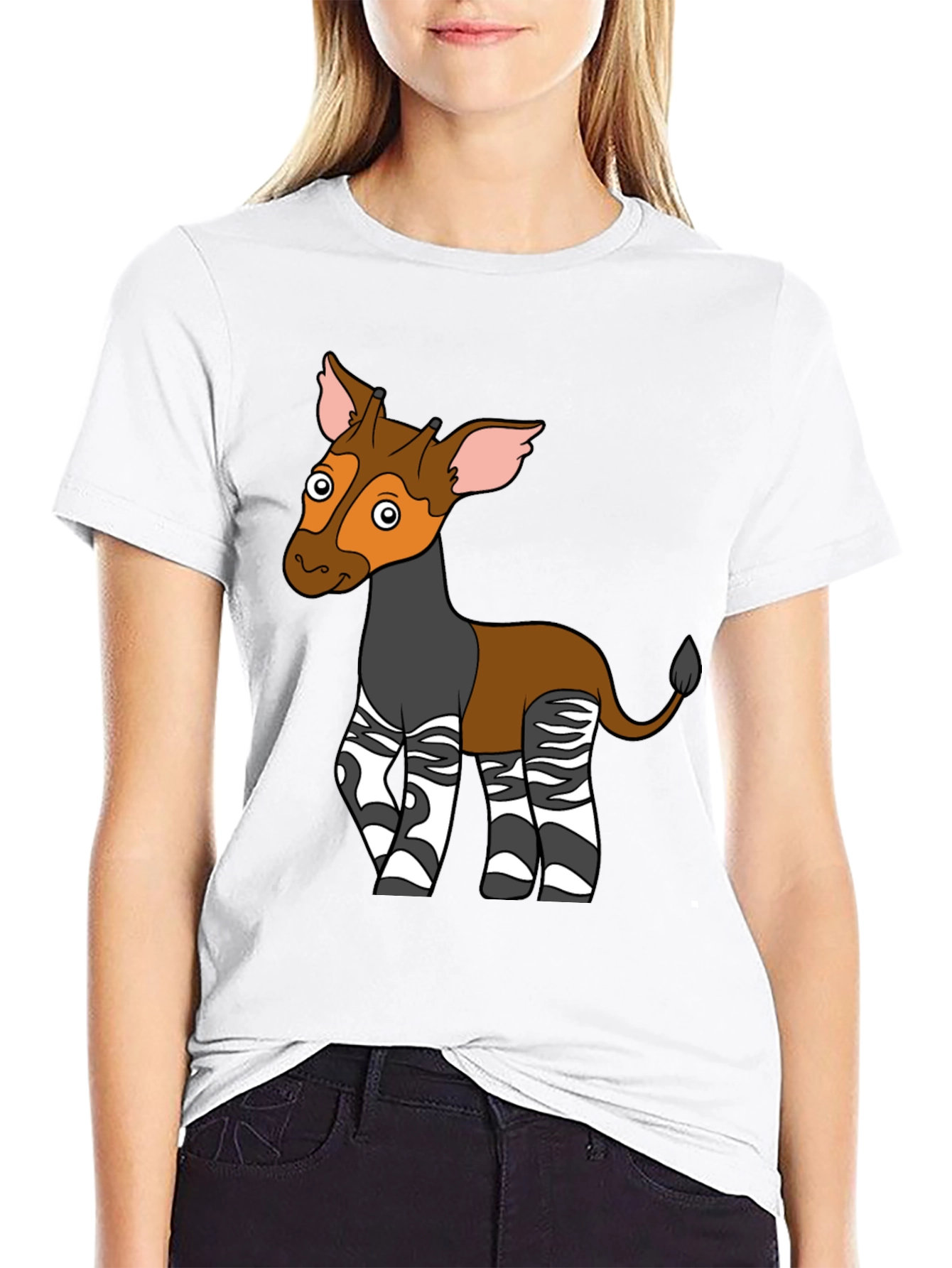Okapi Cartoon T-Shirt - Unique Animal Graphic Tee