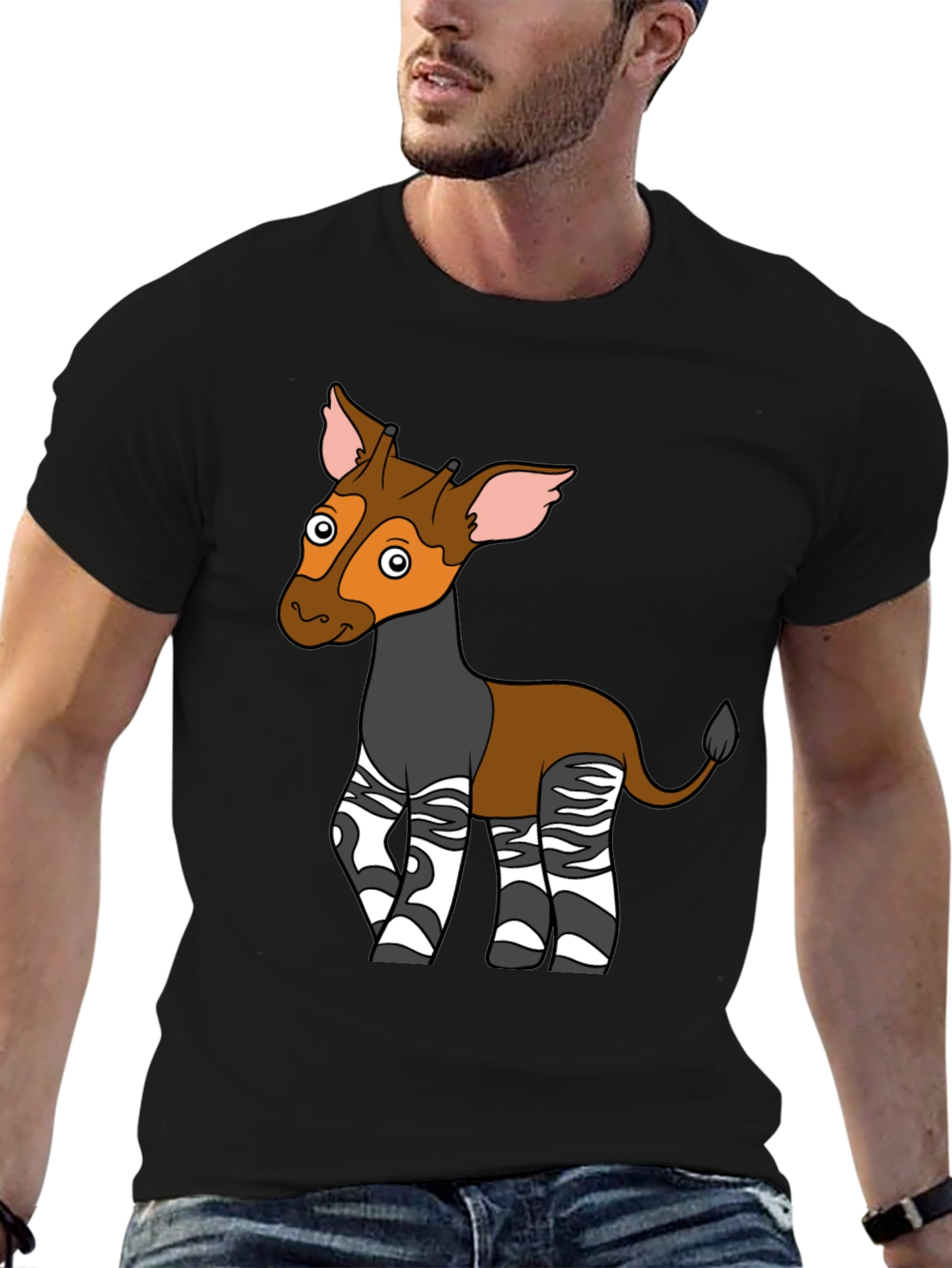 Okapi Cartoon T-Shirt - Unique Animal Graphic Tee