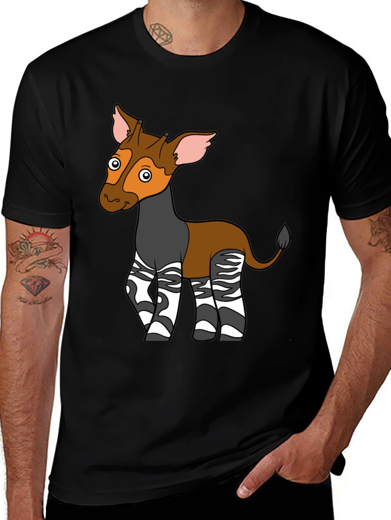 Okapi Cartoon T-Shirt - Unique Animal Graphic Tee