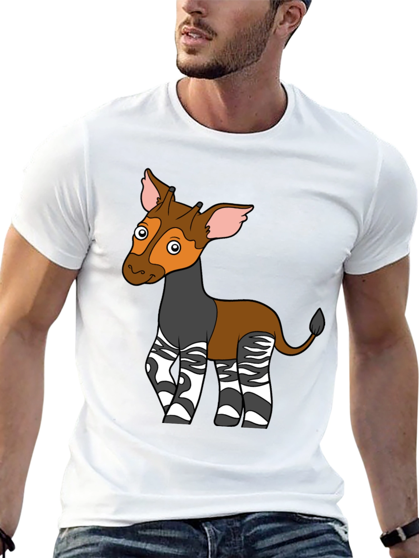 Okapi Cartoon T-Shirt - Unique Animal Graphic Tee