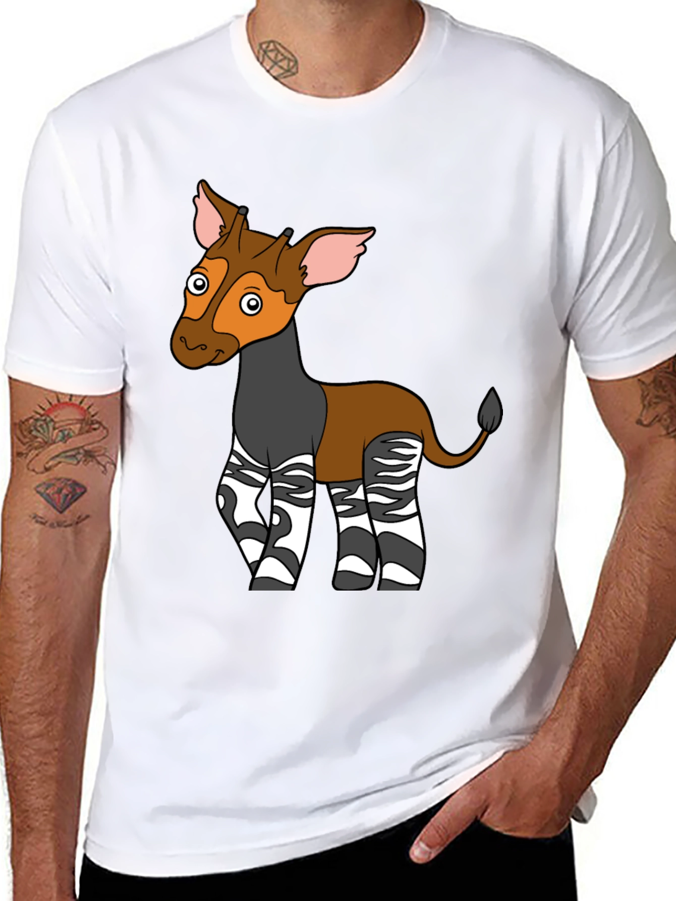 Okapi Cartoon T-Shirt - Unique Animal Graphic Tee