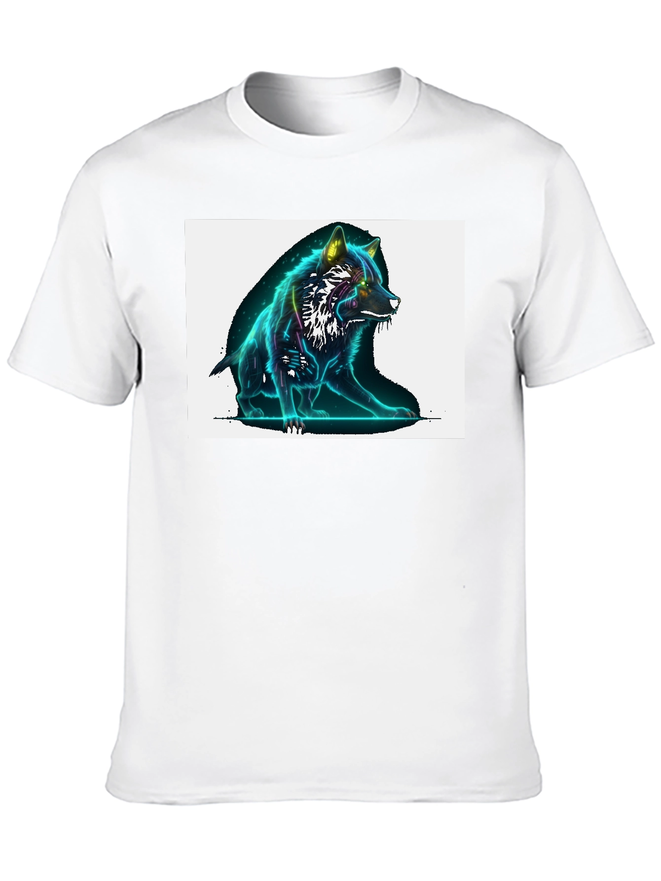 Neon Wolf Graphic Black T-Shirt