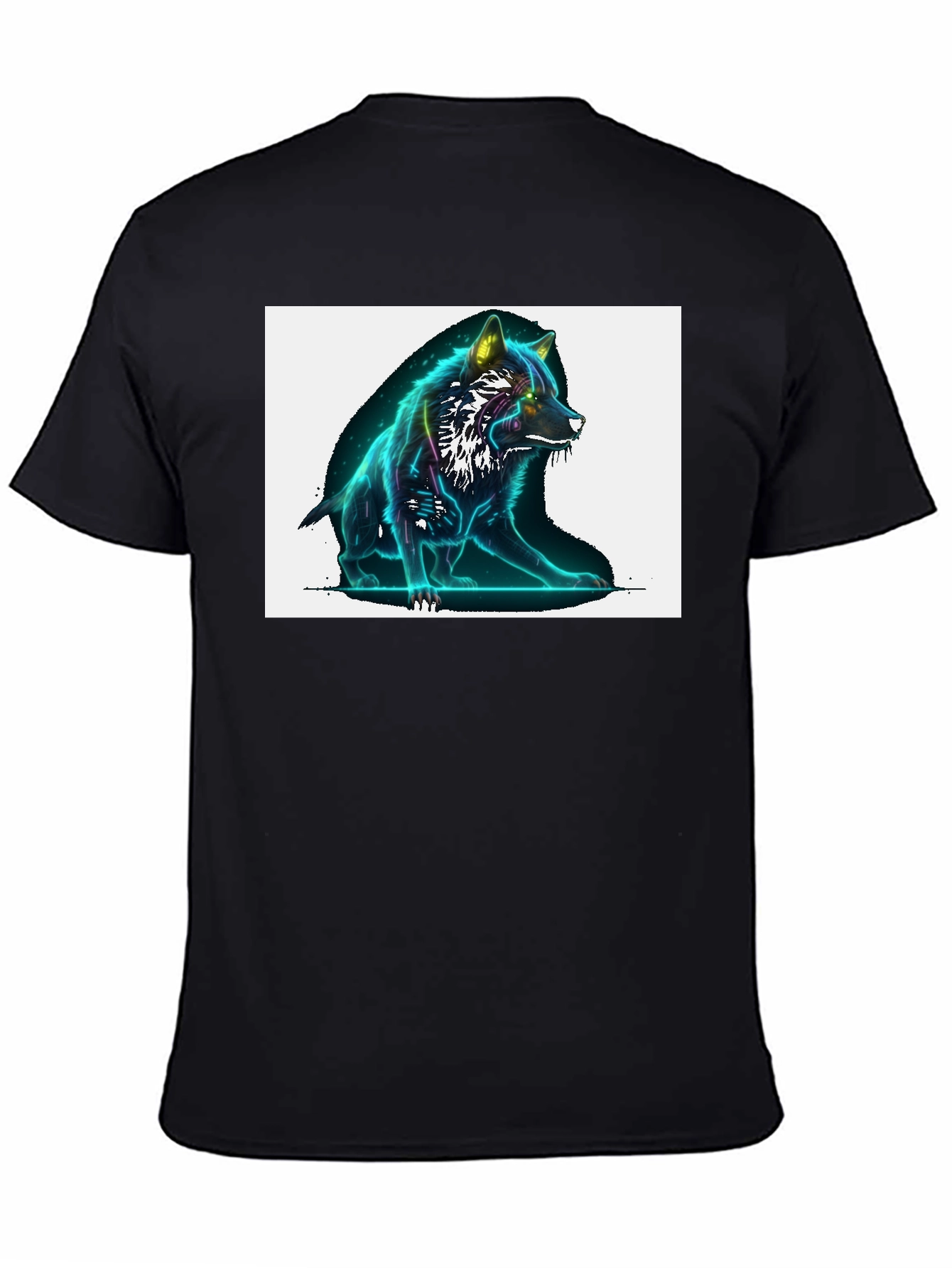 Neon Wolf Graphic Black T-Shirt