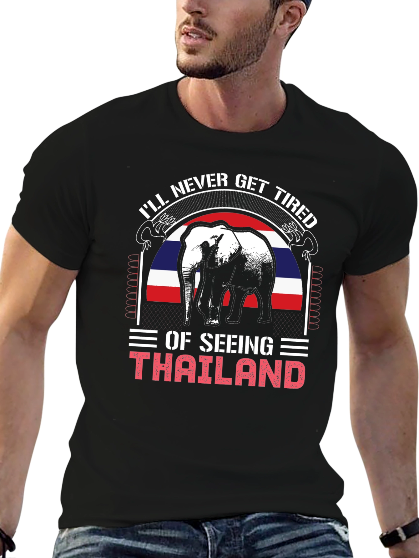 Thailand Elephant Graphic Tee - Never Get Tired