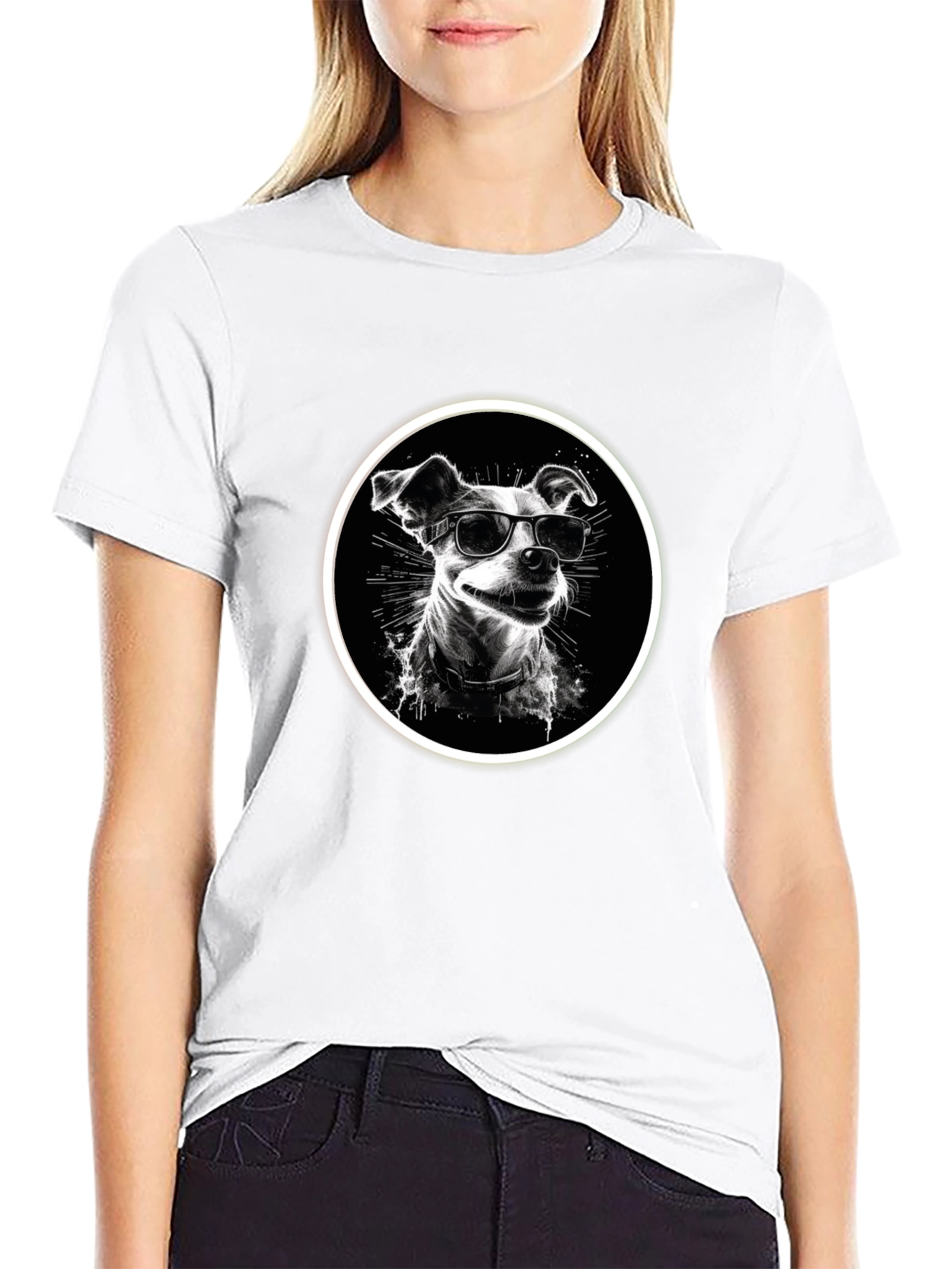 Cool Dog Graphic Tee - Black Cotton Comfort