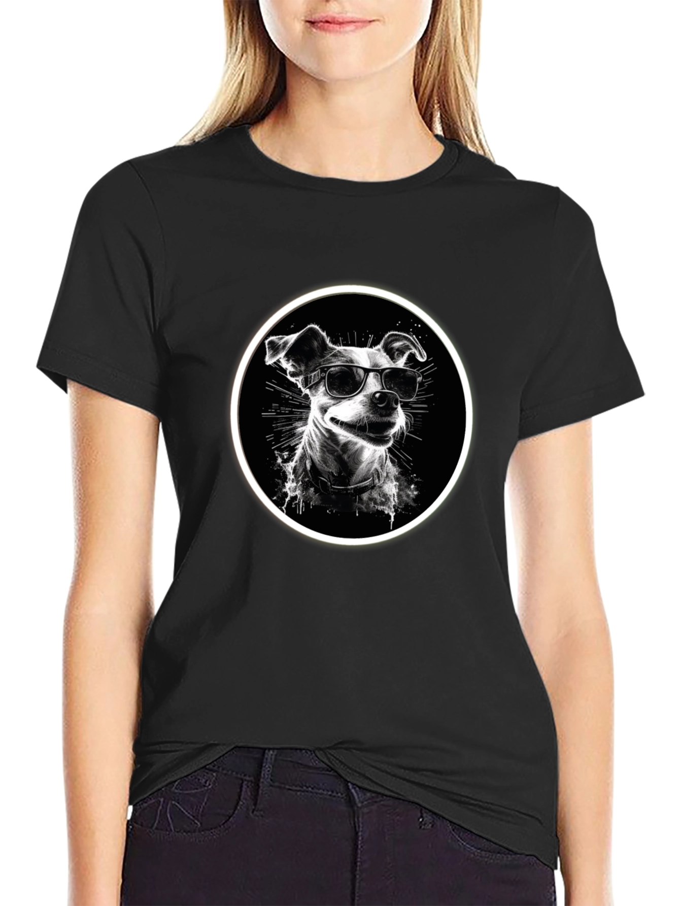 Cool Dog Graphic Tee - Black Cotton Comfort