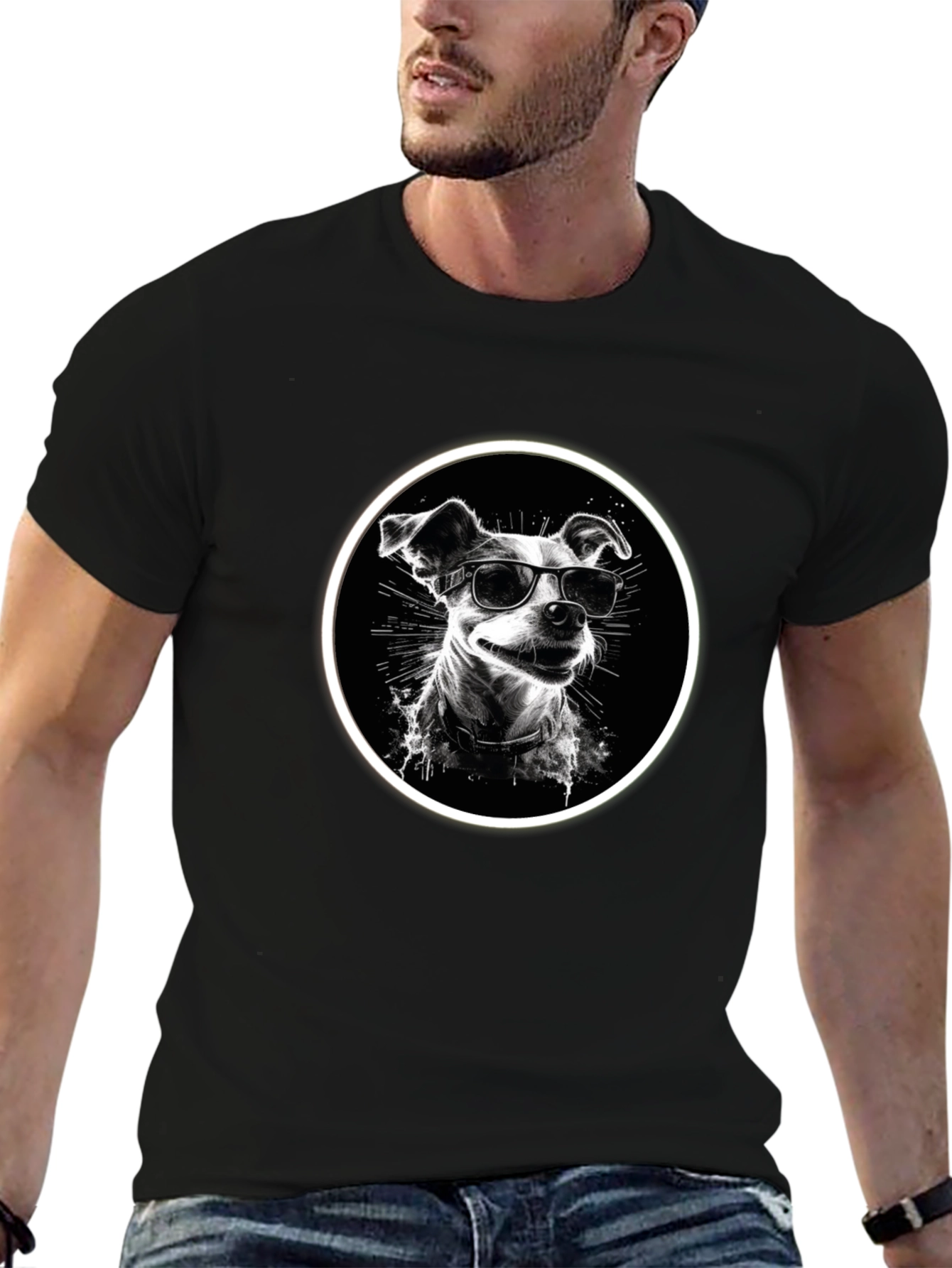 Cool Dog Graphic Tee - Black Cotton Comfort