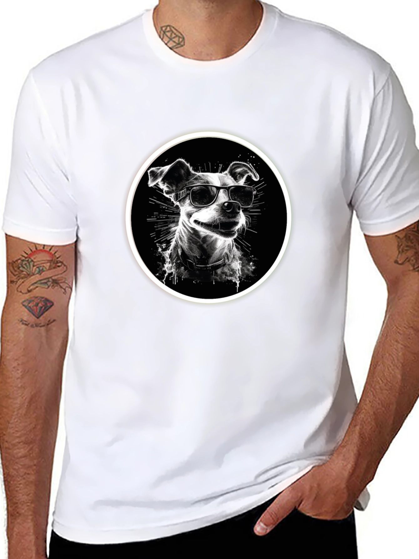 Cool Dog Graphic Tee - Black Cotton Comfort
