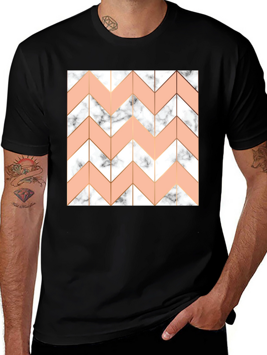 Modern Chevron Marble Graphic Tee - Black