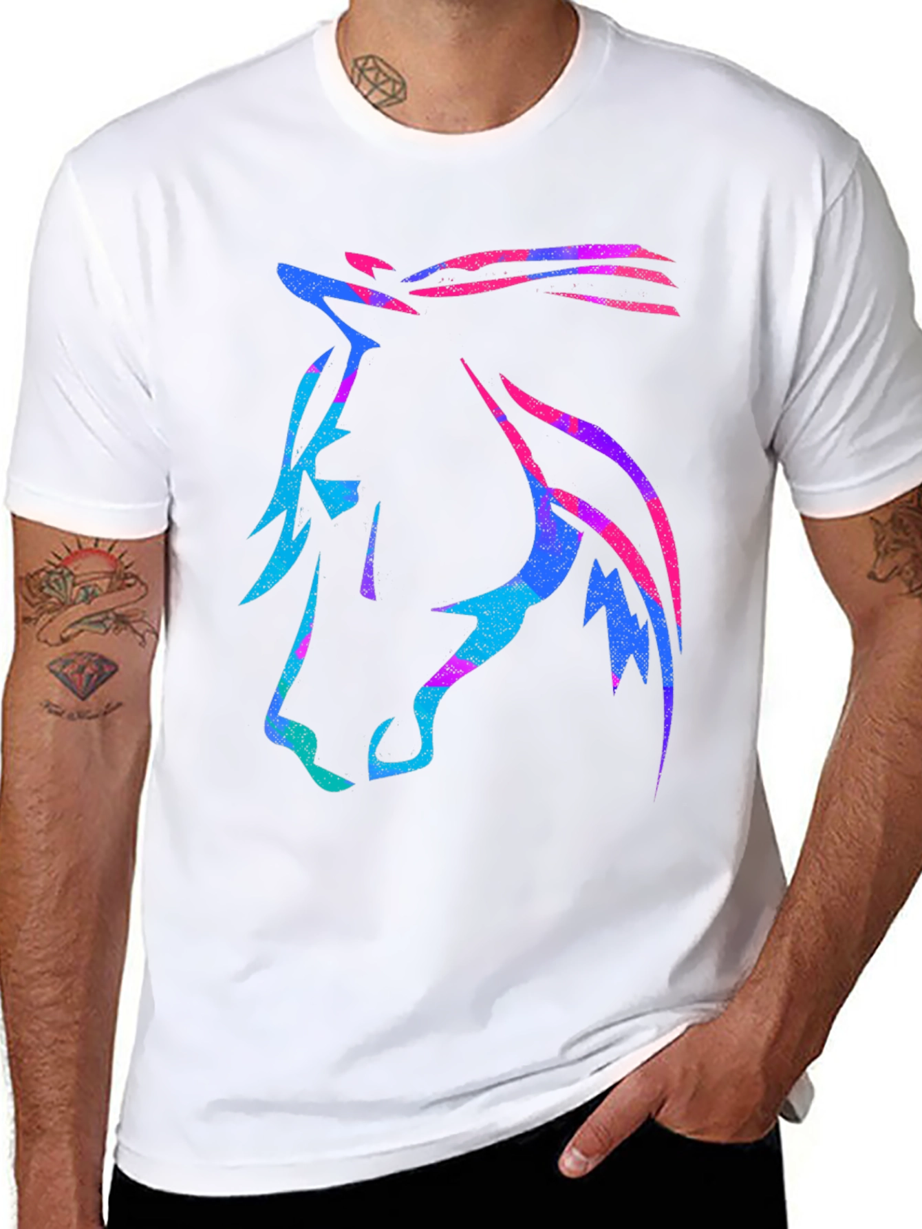 Neon Horse Graphic Tee - Stylish Casual Wear