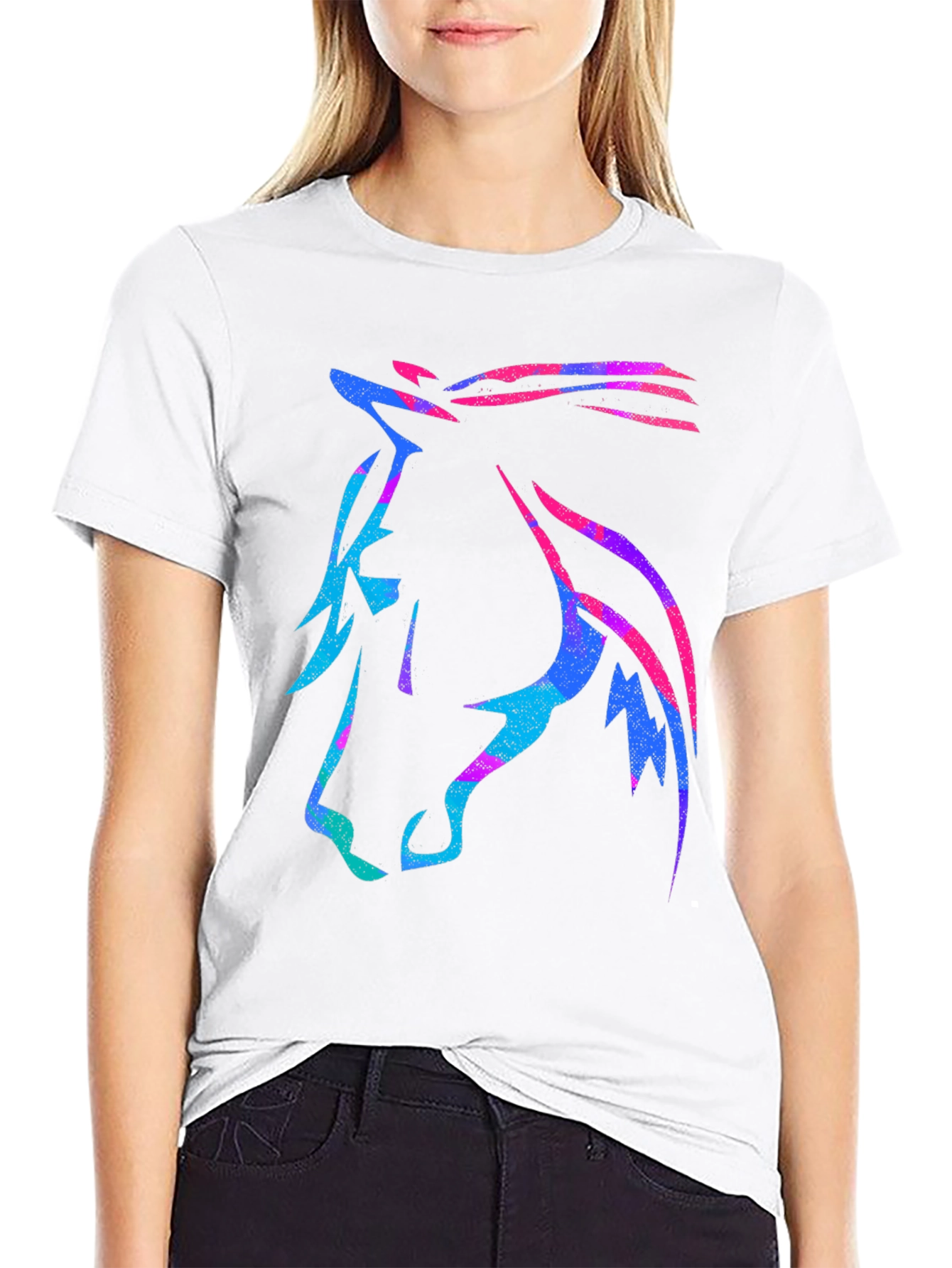 Neon Horse Graphic Tee - Stylish Casual Wear