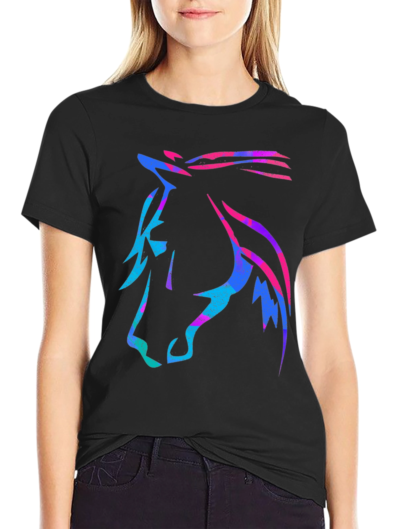 Neon Horse Graphic Tee - Stylish Casual Wear