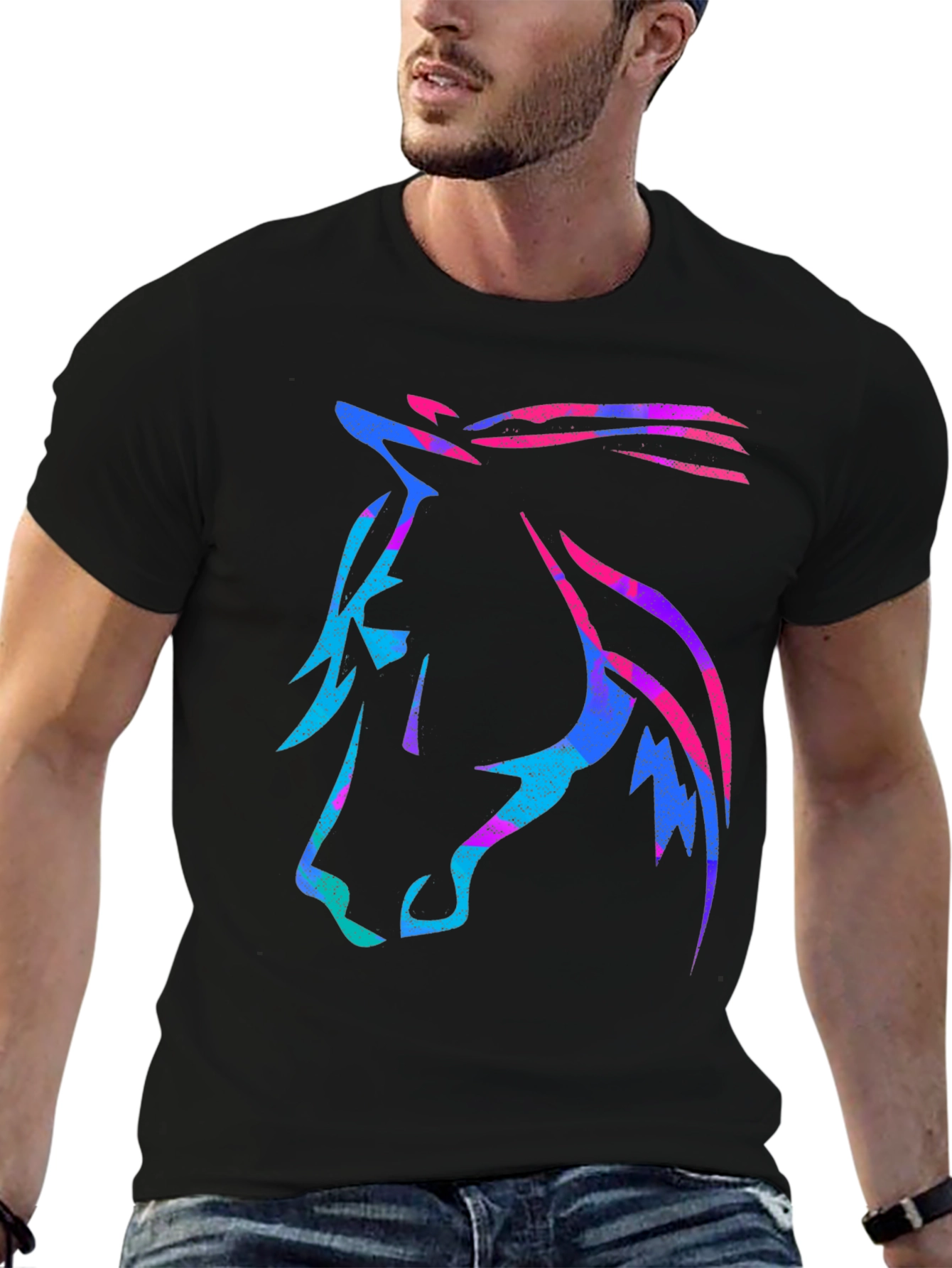 Neon Horse Graphic Tee - Stylish Casual Wear