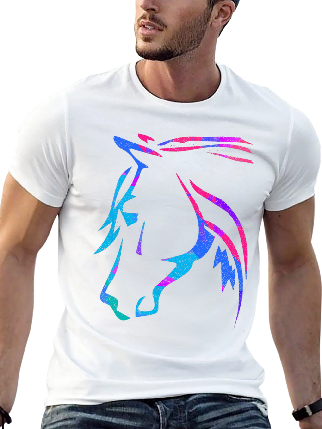Neon Horse Graphic Tee - Stylish Casual Wear