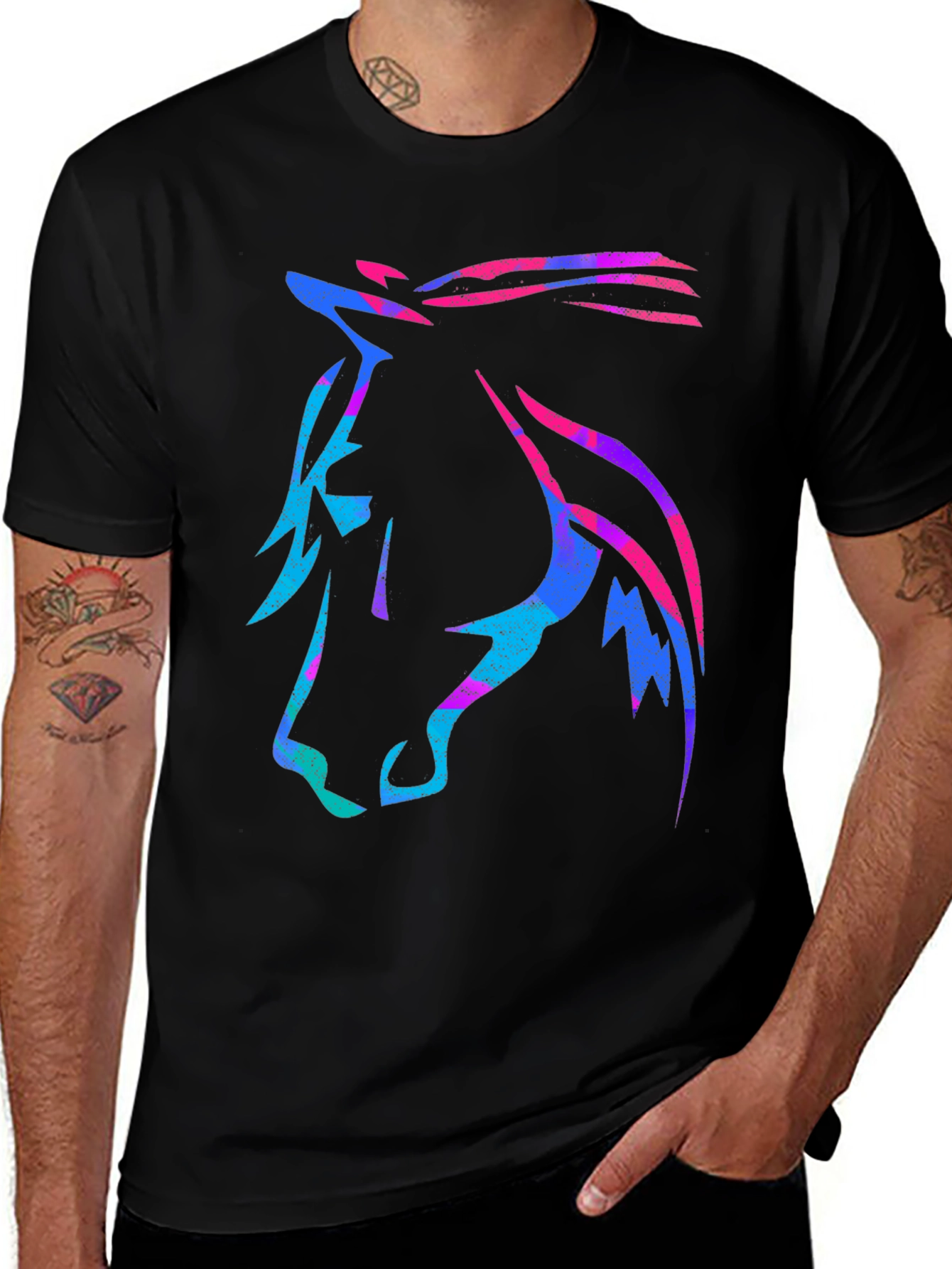 Neon Horse Graphic Tee - Stylish Casual Wear