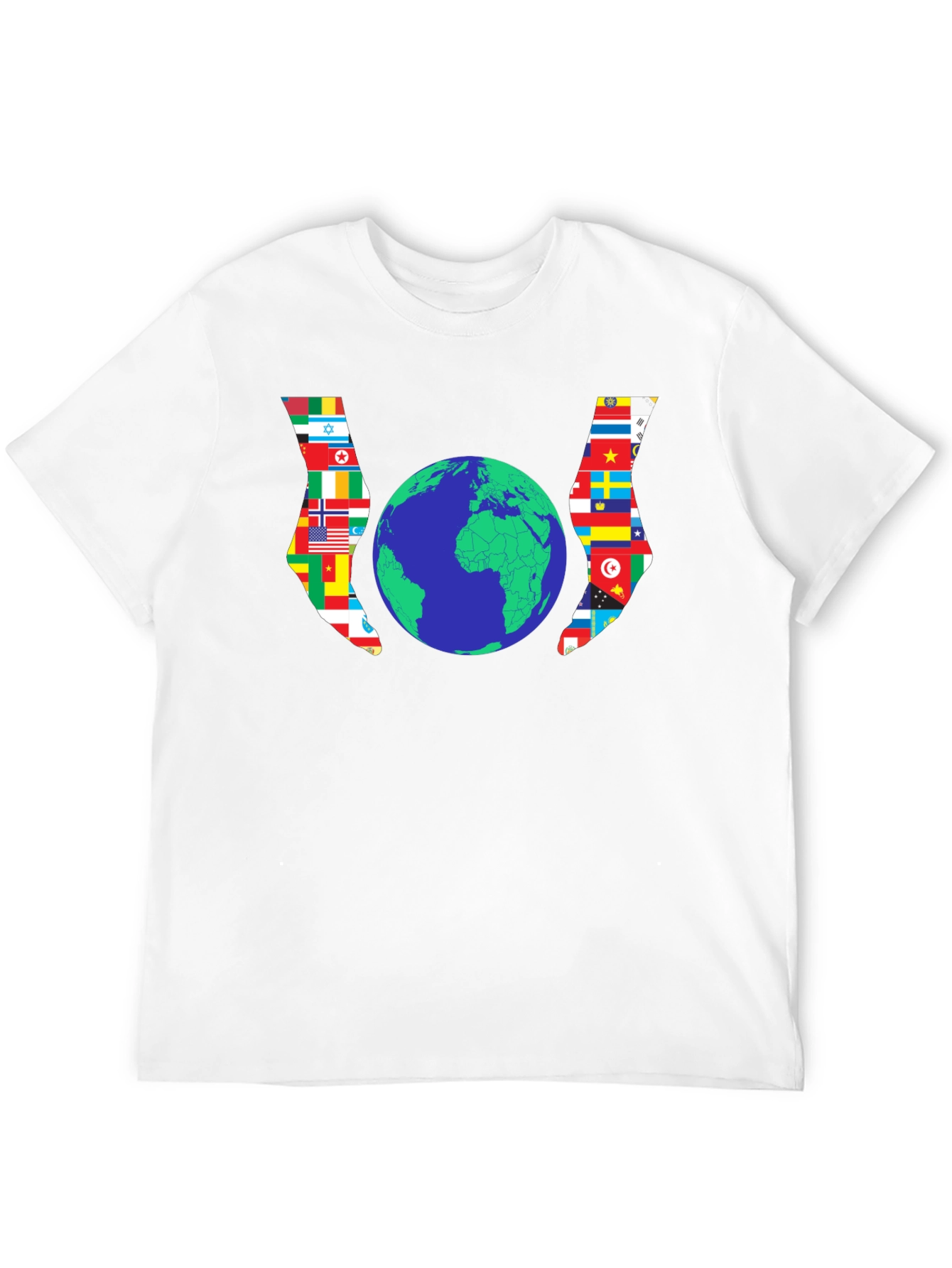 World Flags Earth Graphic Black Tee